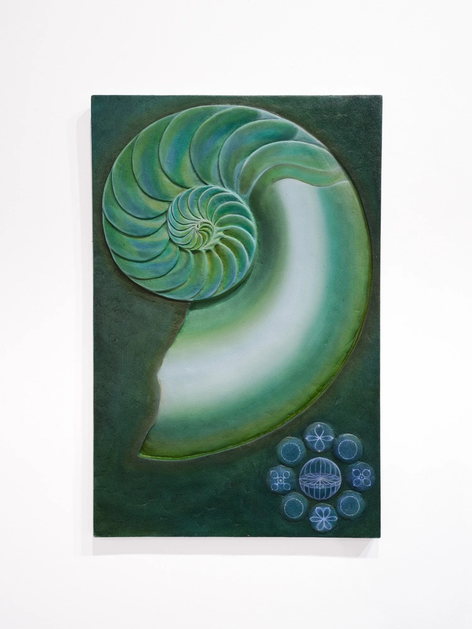 Sedona Cohen 
Shell, 2025 
Oil on hand-carved board 
16 x 24.5 inches
