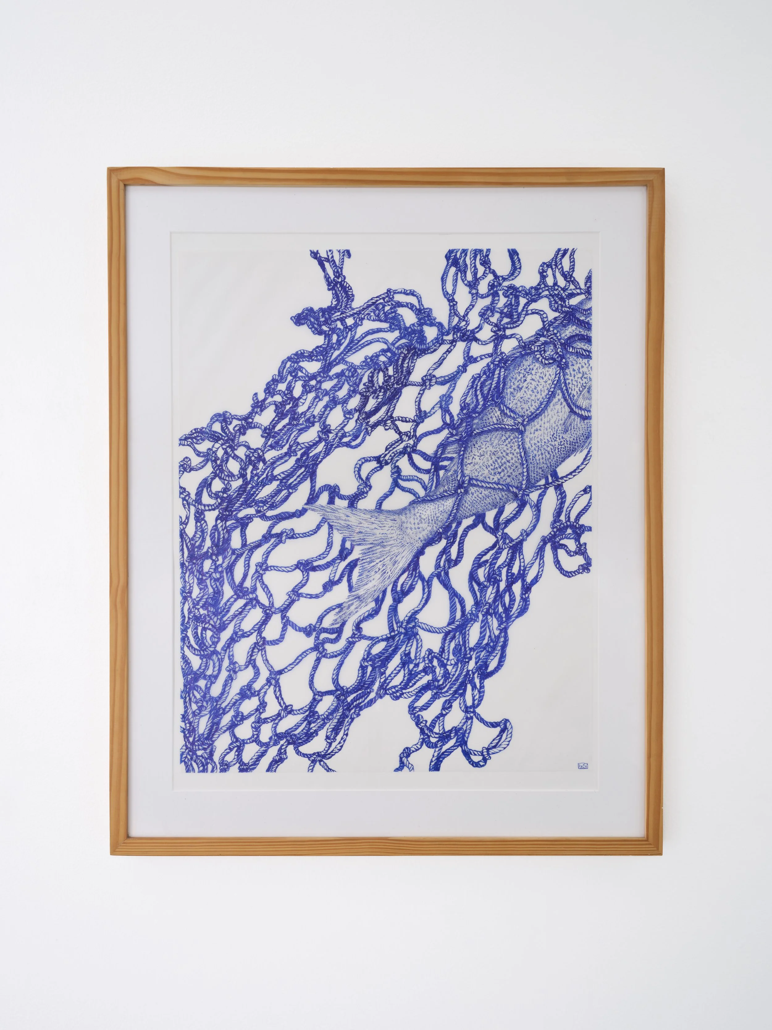 Jeffrey From 
Fish in Net, 2025 
Ballpoint pen on vellum 
24 x 19 inches 
31 x 25 inches framed