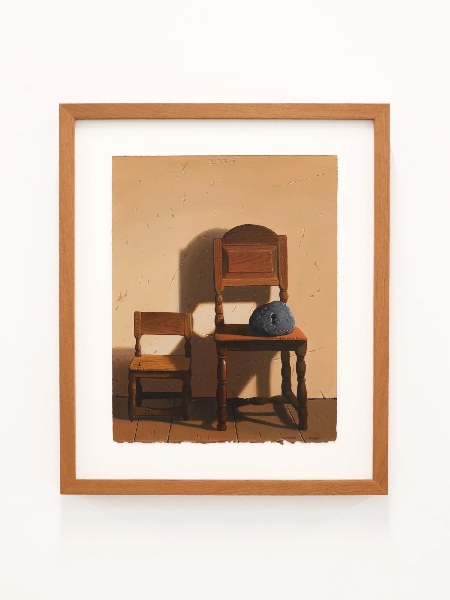Conner O'Leary 
Gift for the Past, 2026 
Acrylic on paper framed with museum glass 
17 x 14 inches framed