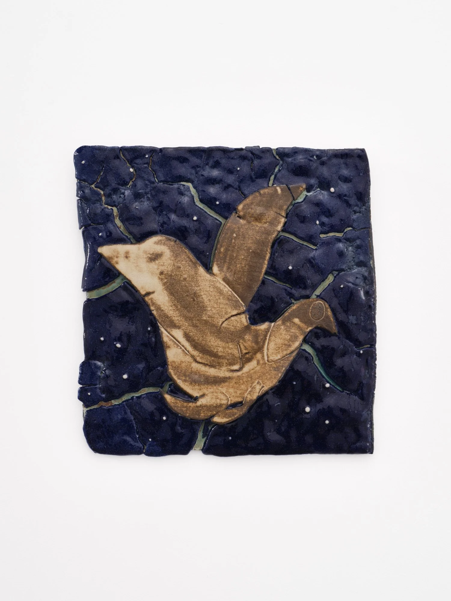Jamie Lerman 
Humming Dove, 2025 
Stoneware and Egyptian paste 
12 x 12 x 0.5 inches