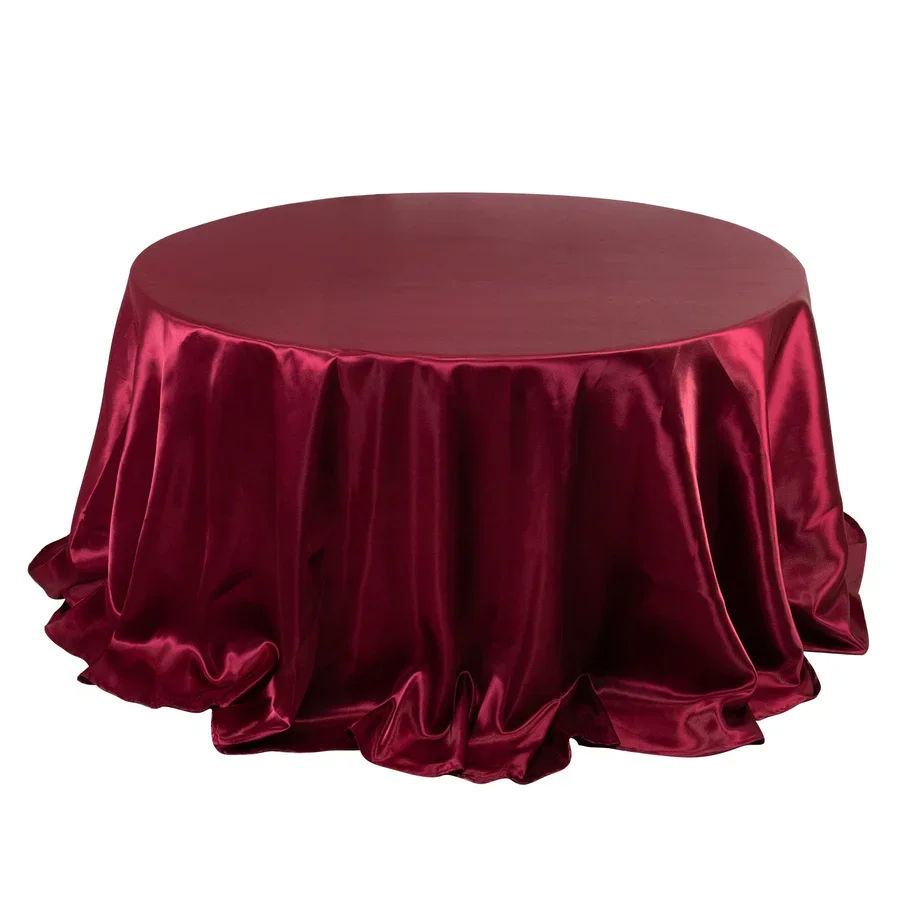 Burgundy Satin Round Tablecloth