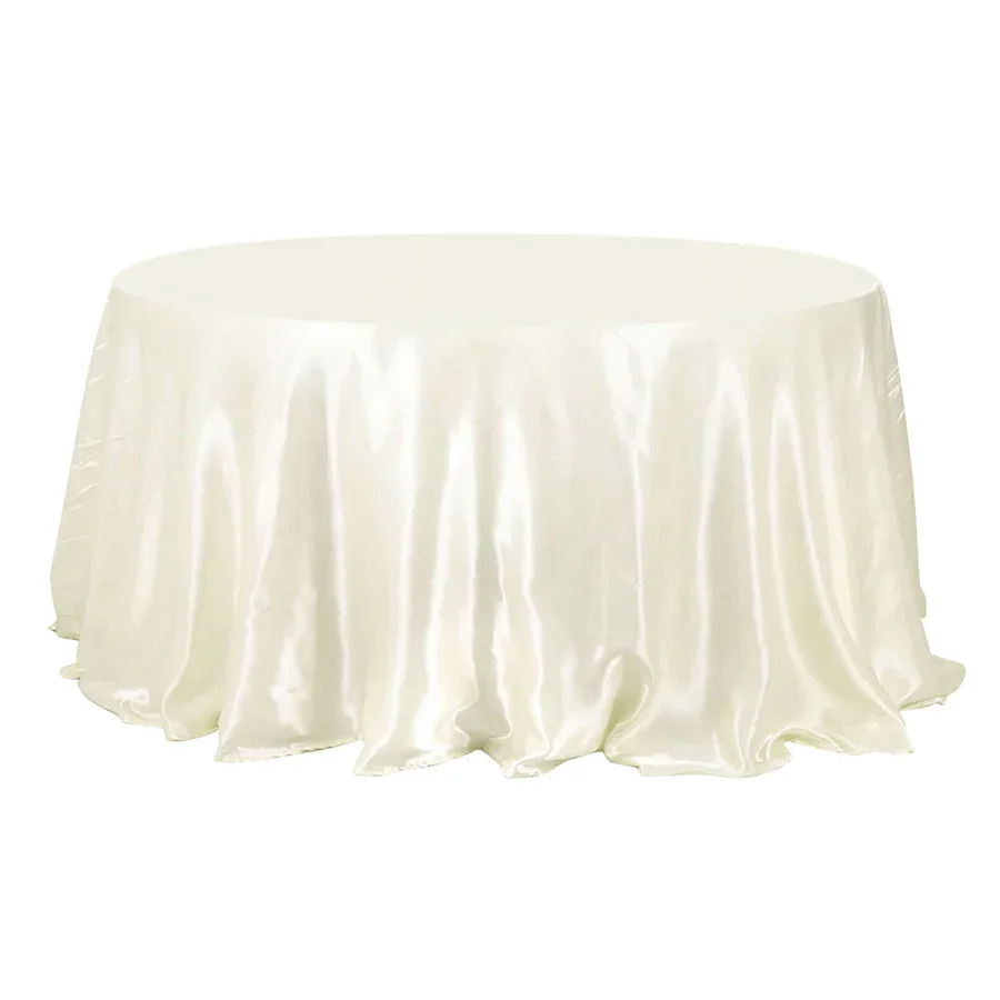 Ivory Satin Round Tablecloth
