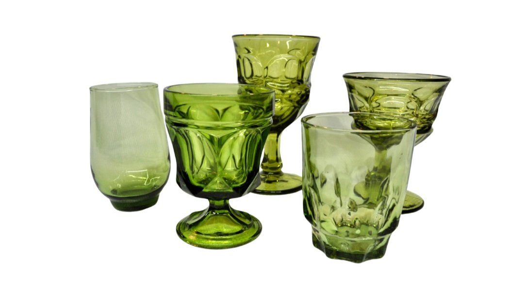 Green Glass Goblets / Wine Glasses (Various Styles)