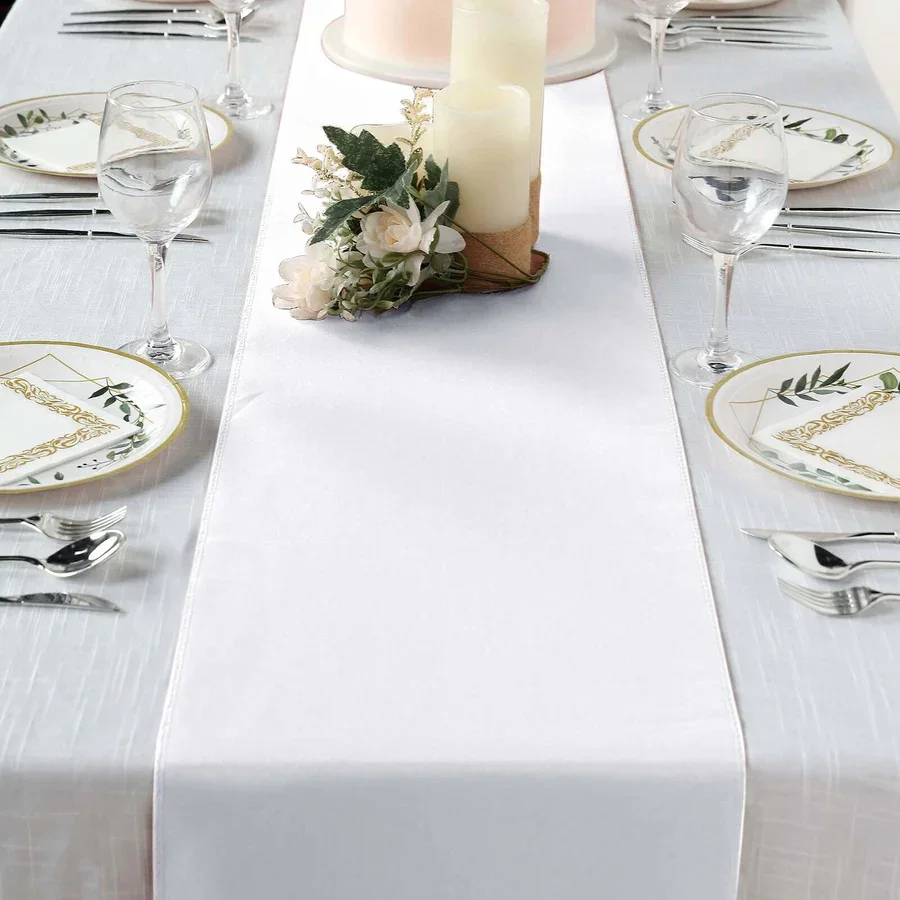 White Polyester Table Runner - 12"x108"