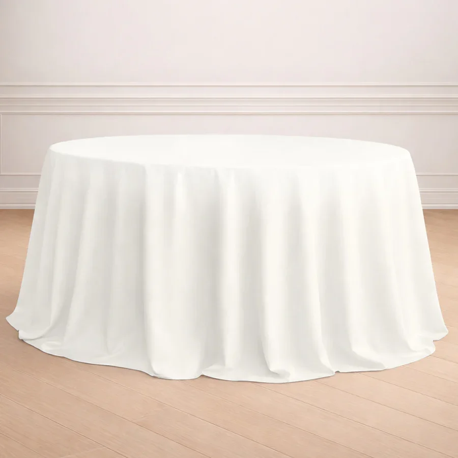 Ivory Polyester Round Tablecloth