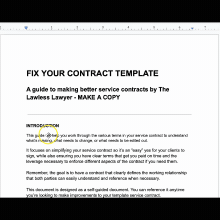 gif of the fix your template guide document for lowercase legal