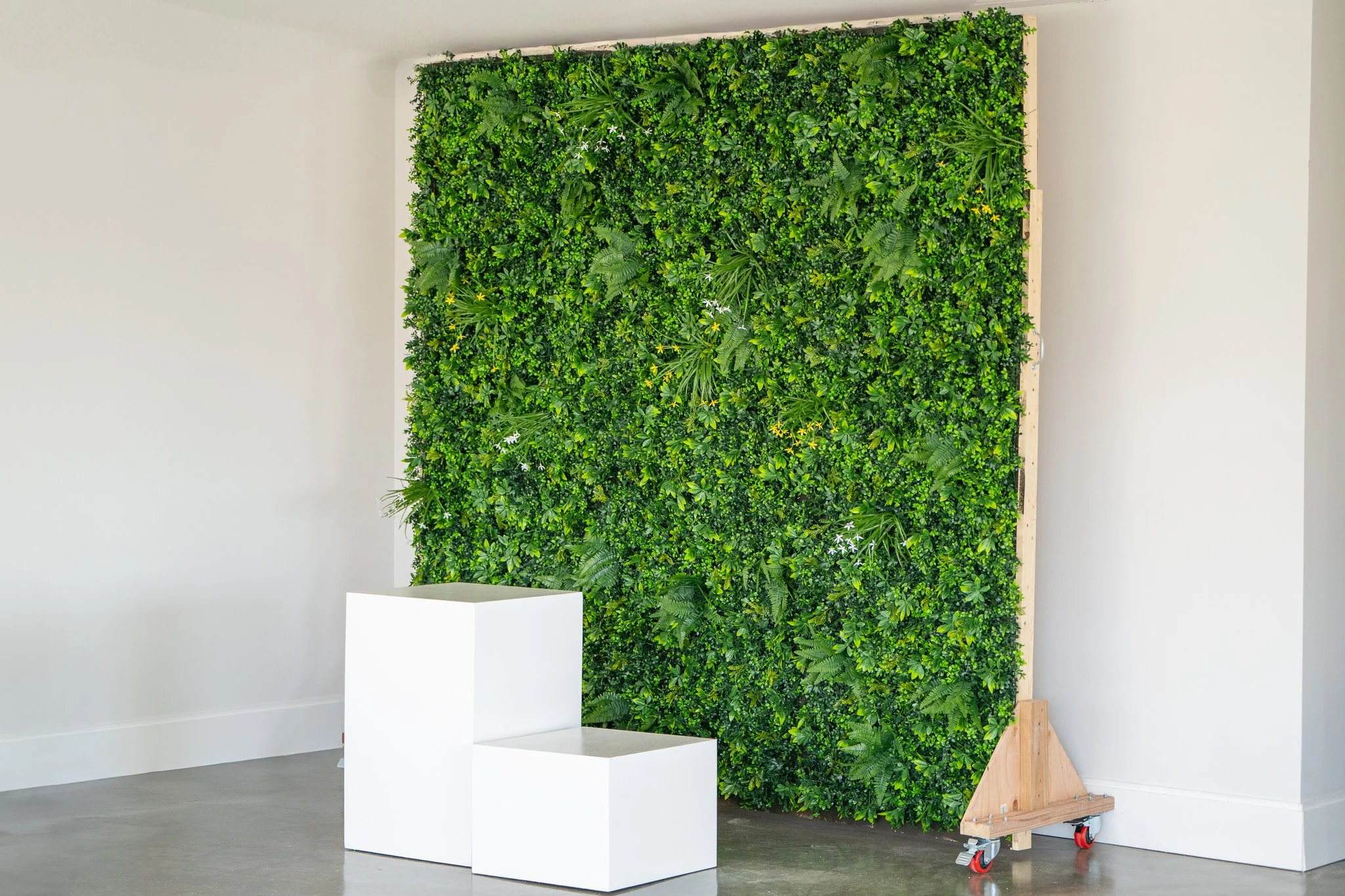 Greenery rolling wall backdrop at Morningstar Studio in Centennial, Colorado