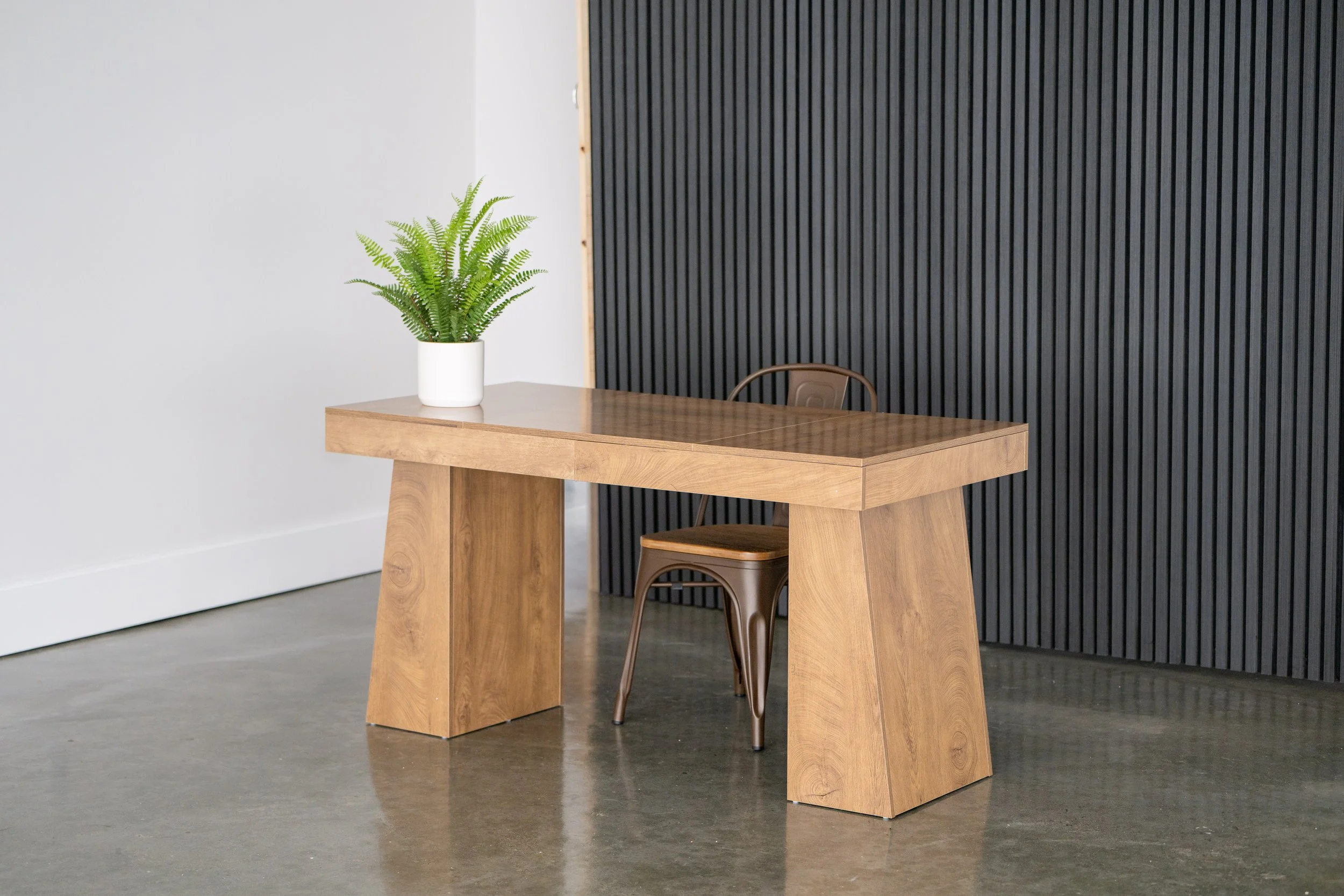 Social media content studio in Centennial Colorado with modern furniture, natural light, and clean minimalist styling