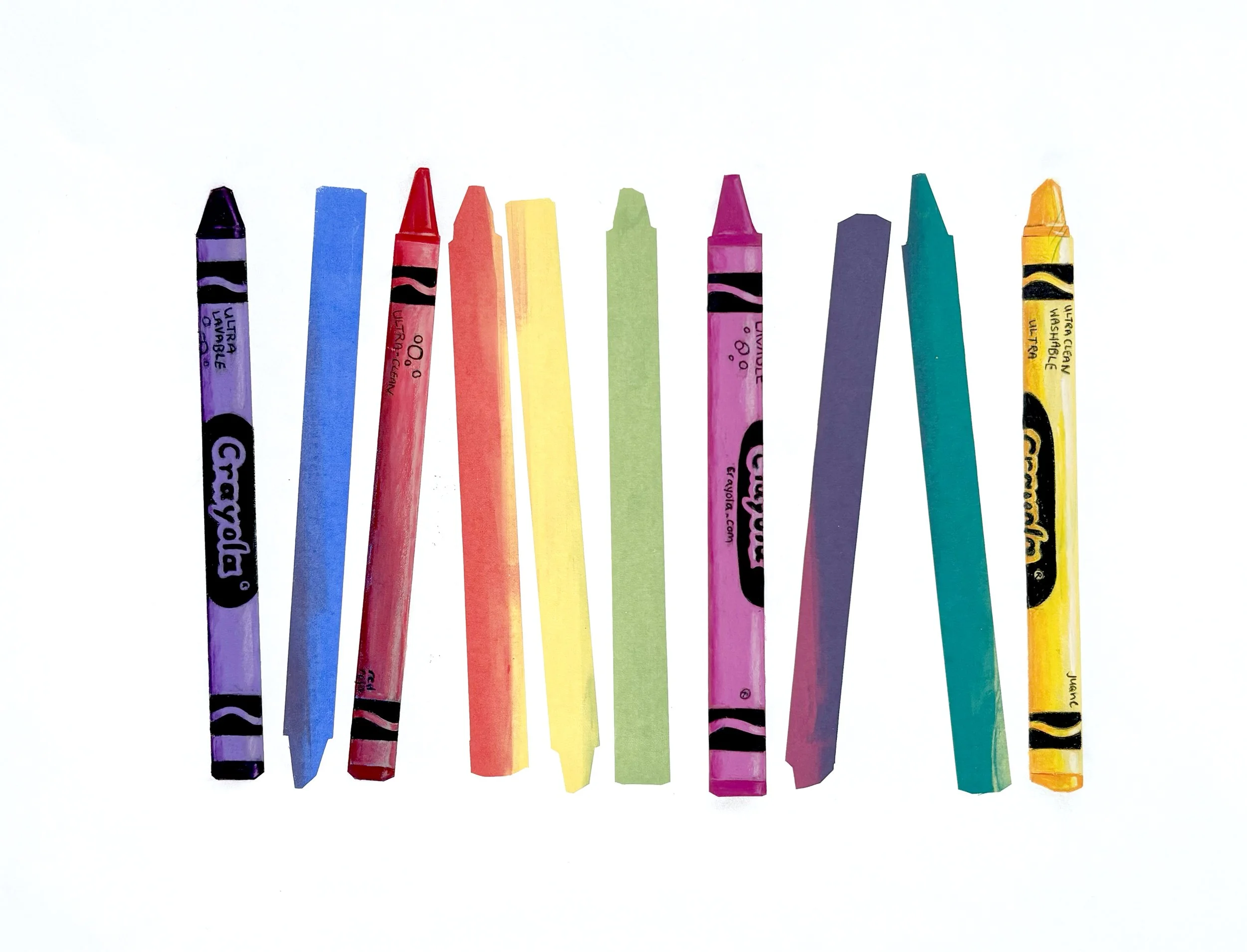 Crayons I, 2020, silkscreen and coloured pencil on paper, 18 x 24"