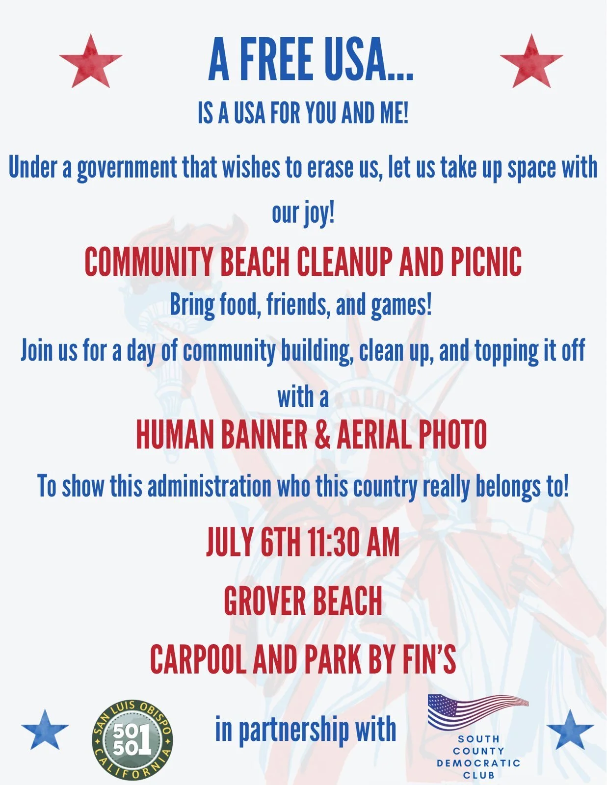 Free USA Beach Party & Human Banner