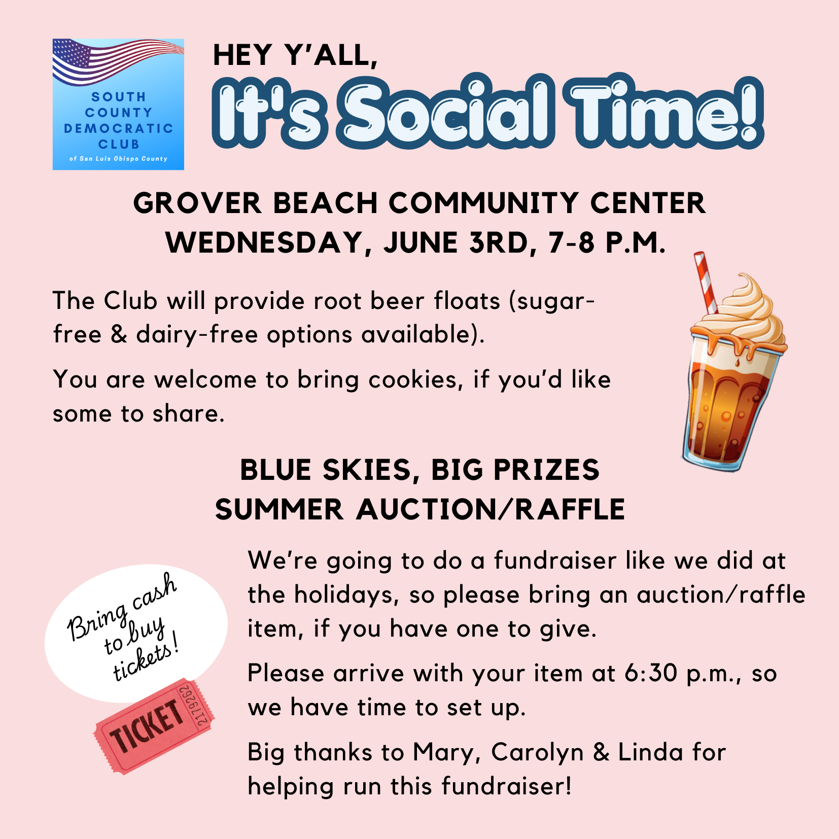 South County Democratic Club June Social &amp; Blue Skies, Big Prizes Fundraiser
