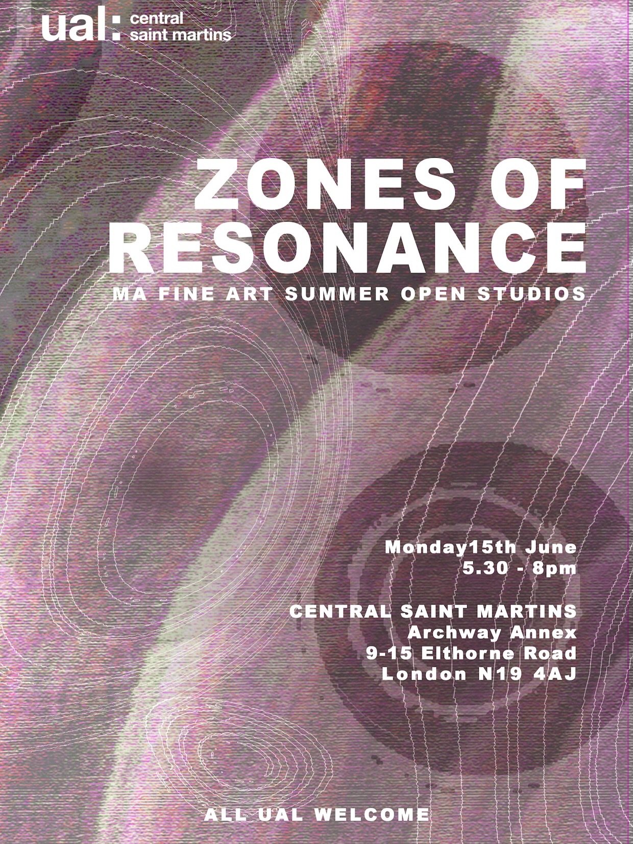 MA Fine Art Year 1 Open Studio presents Zones of Resonance, a series of group installations and new works in the Archway Annex Studios.

📅 Monday 15 June
🕠 5.30&ndash;8.00 pm

All UAL students and staff are welcome.

For this Open Studio, I&rsquo;l