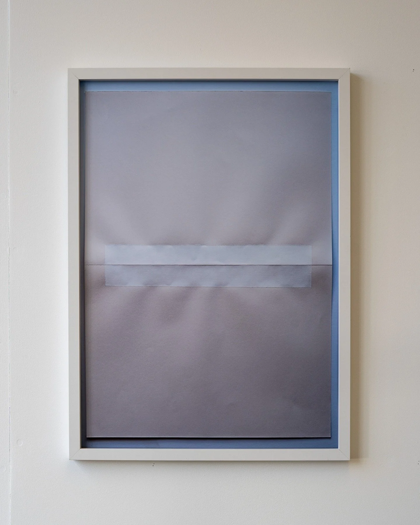 Landscape / Portrait / Horizon 1, 2026

A horizontal register moves through print, fold and photograph, shifting between material trace, compositional division and inferred horizon.

Framed photographic print of folded paper bearing an acrylic screen