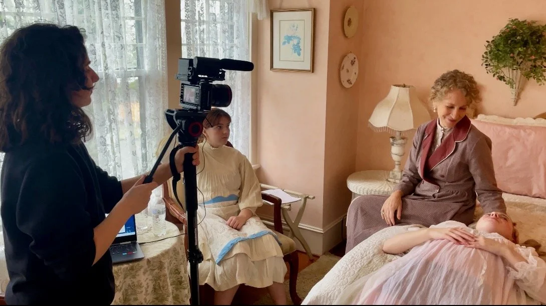 On set for "Letters to a Friend"