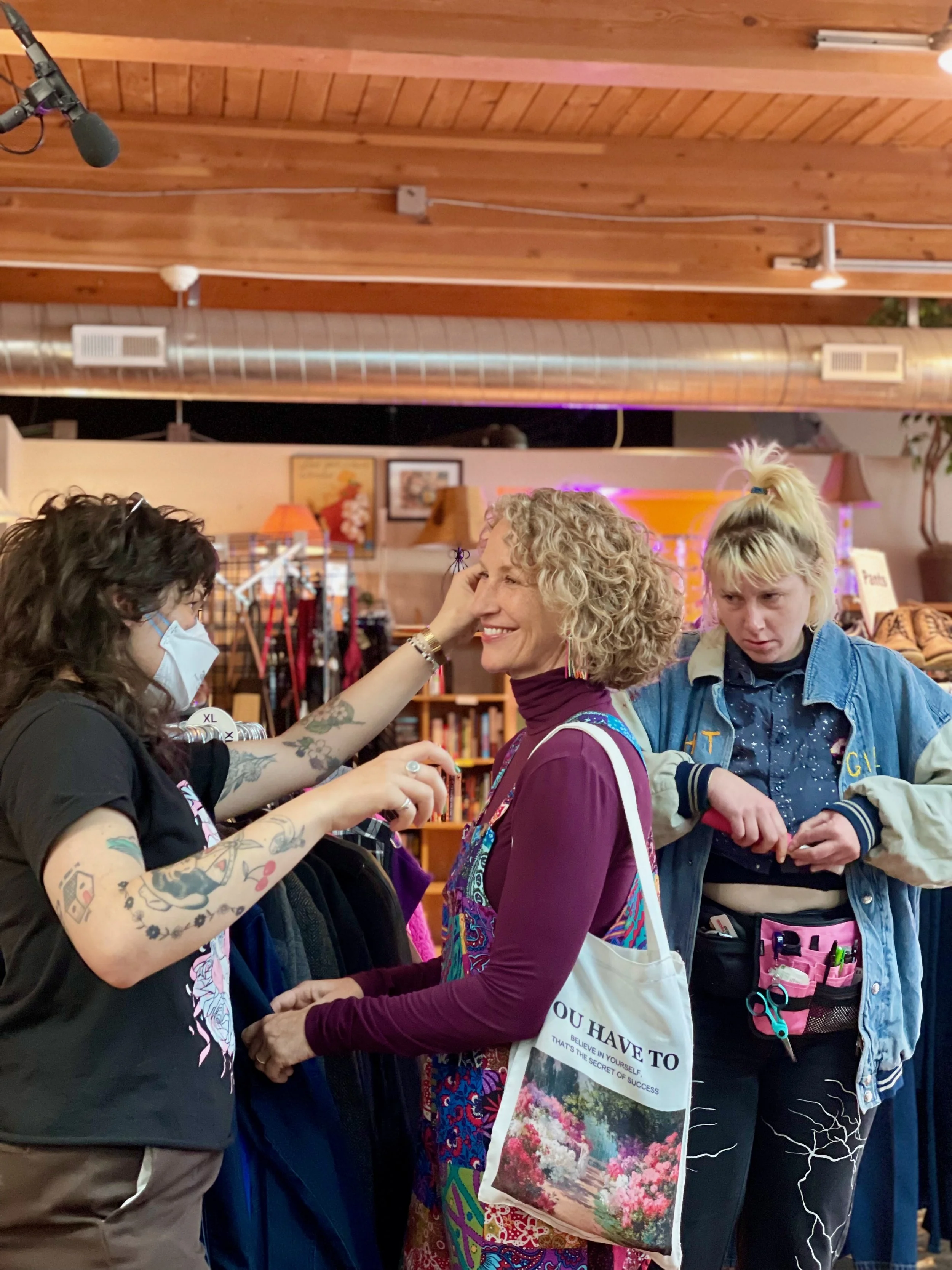 On set for "Sew Into You"