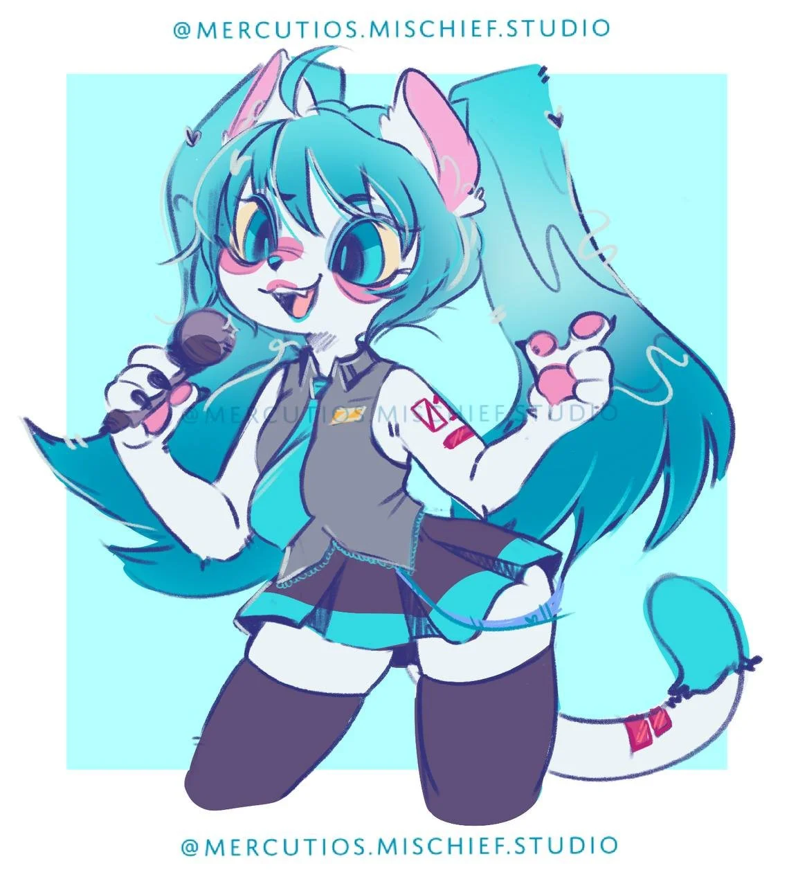 Fluffy & Rotten Girl Miku | Doodle Art Print