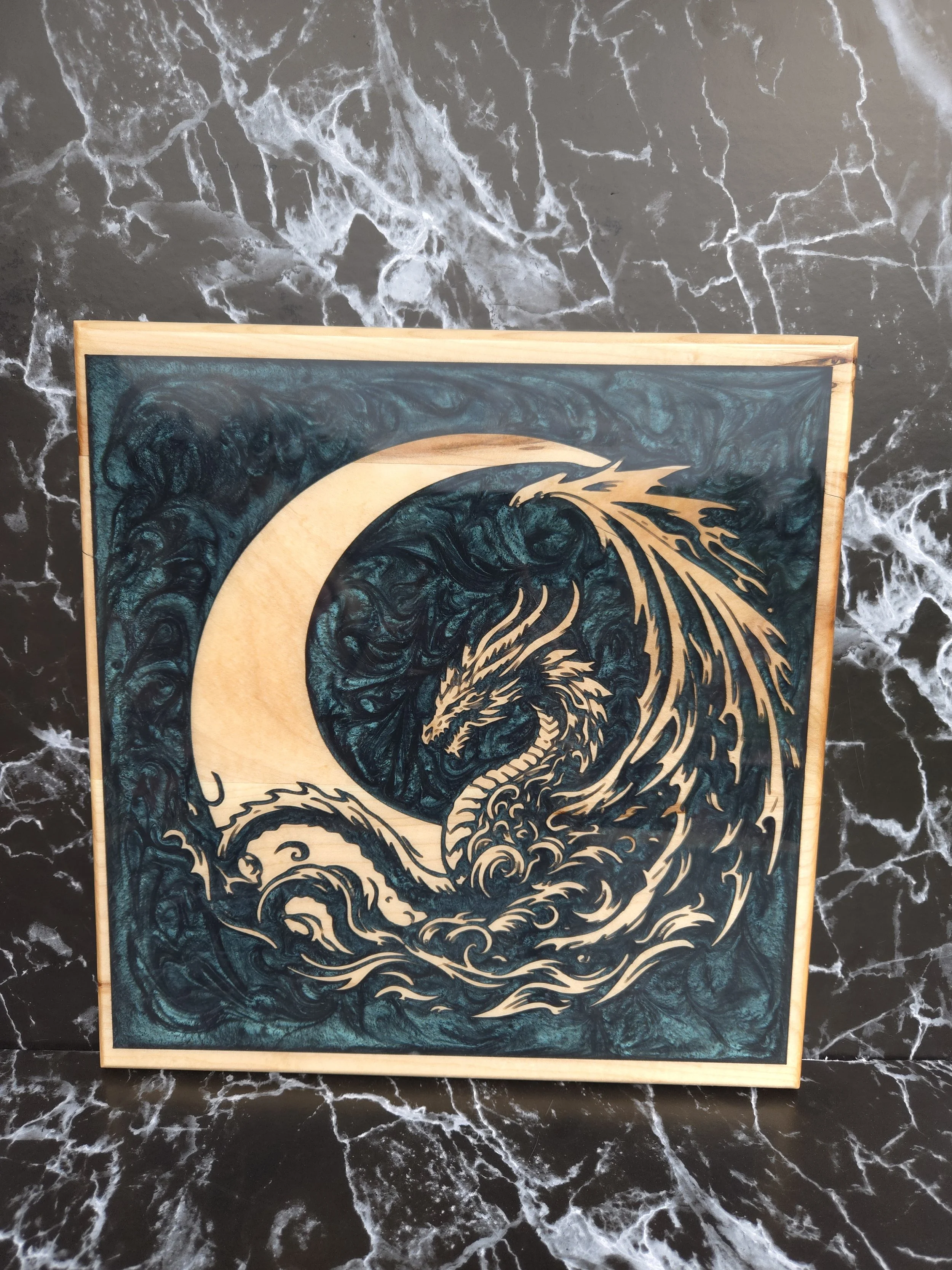 Fantasy Dragon Moon Art — Wood, Resin & Pure Imagination