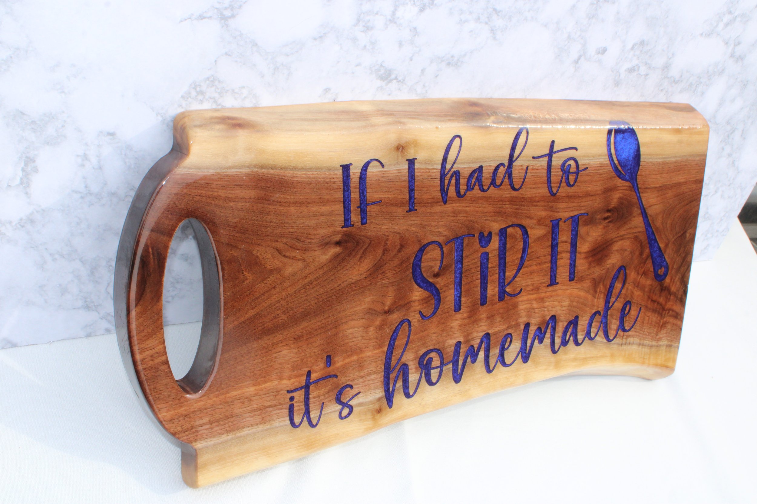 Figured Walnut & Epoxy Charcuterie Board-"If I Had To Stir It, It's Homemade!"