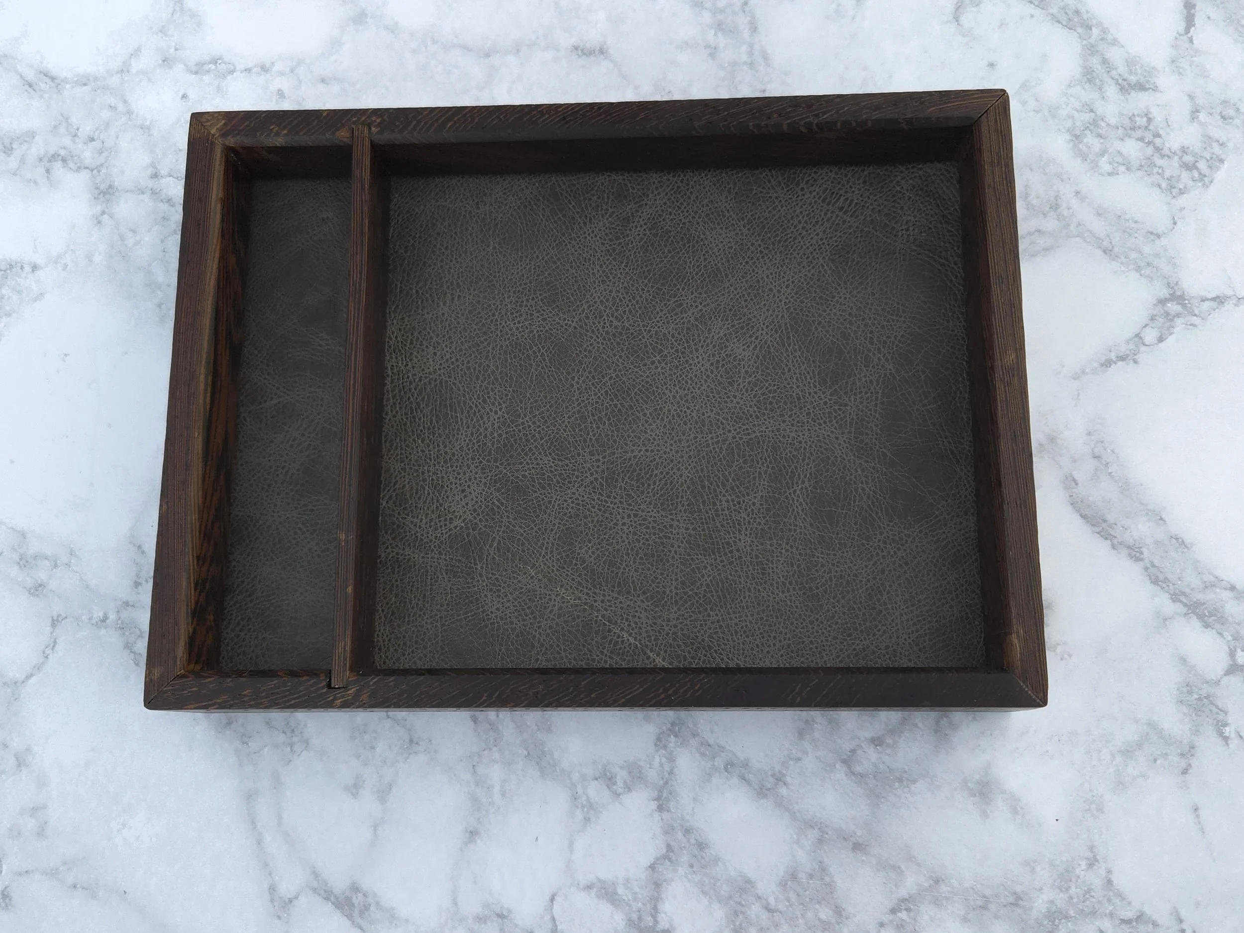 Custom Dice Tray - Padded Leather Base & Dice Staging Area-Black Wenge Wood