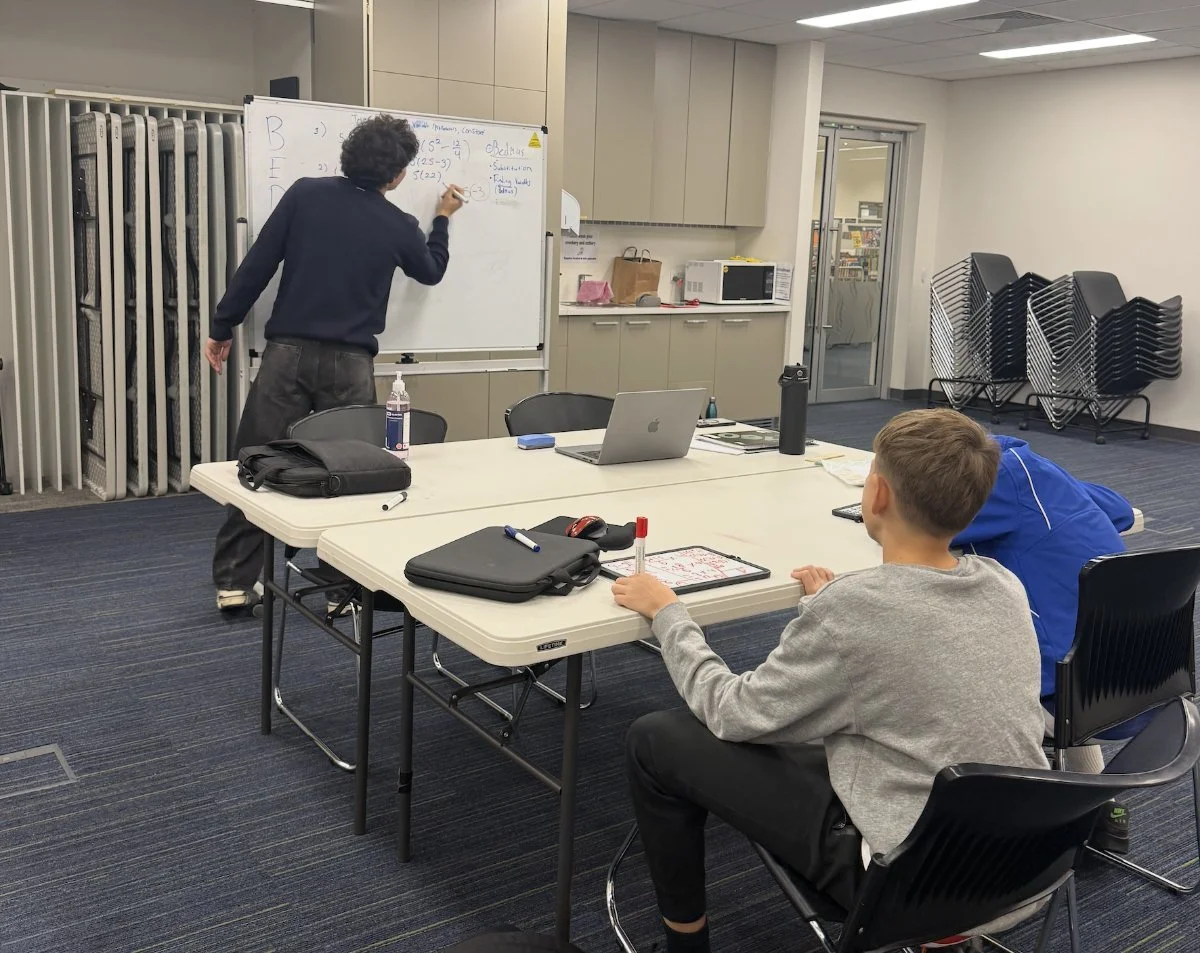Students working through problems in a Maths Mastery group session