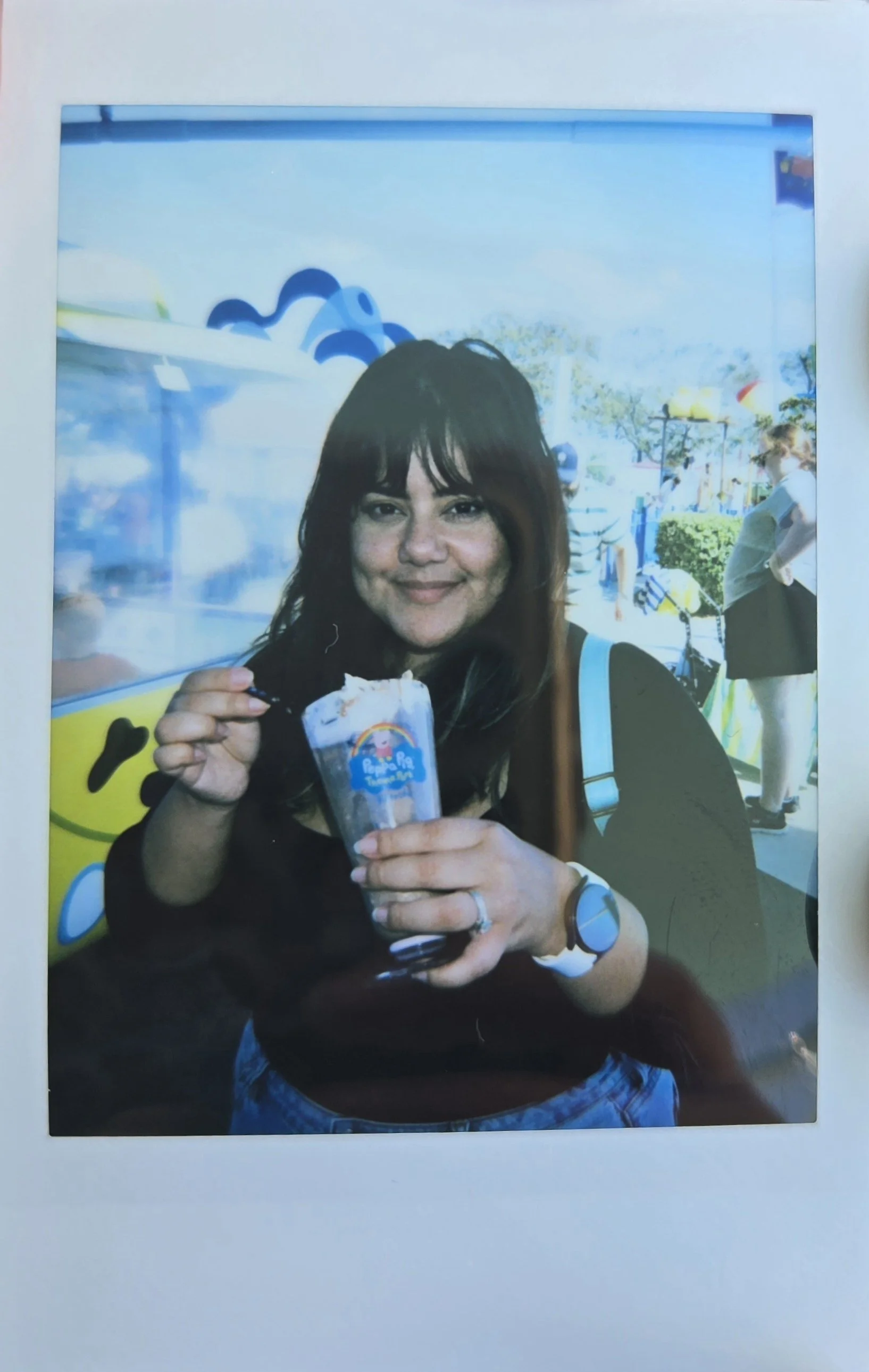 Briggiette smiling eating icecream