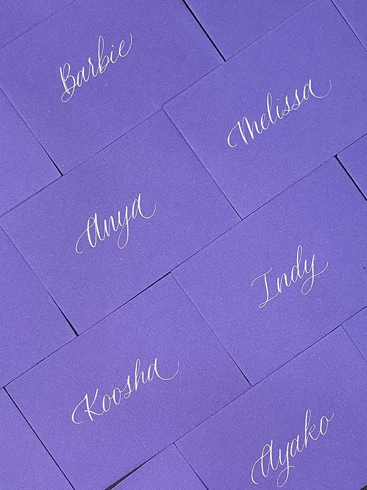 Calligraphed envelopes for private Candela event