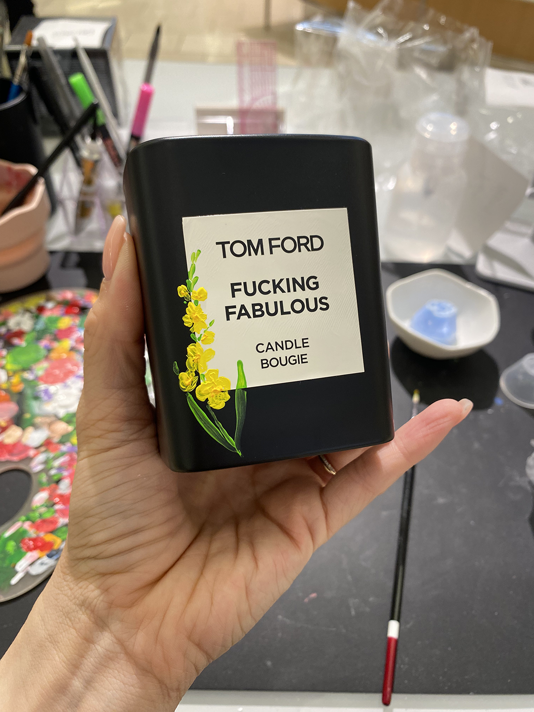 Tom Ford Fucking Fabulous Candle with Gladiolus Flowers Painted