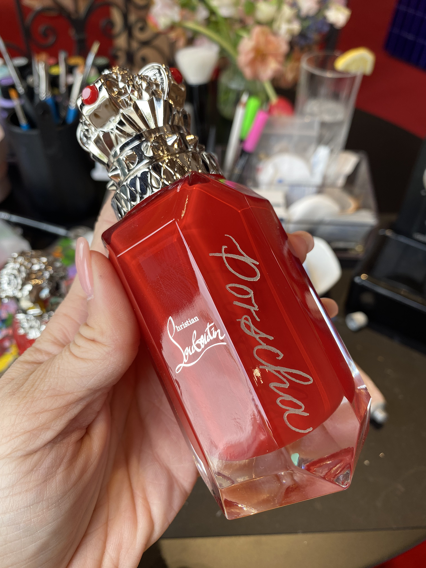 Porscha name engraved on Christian Louboutin Fragrance