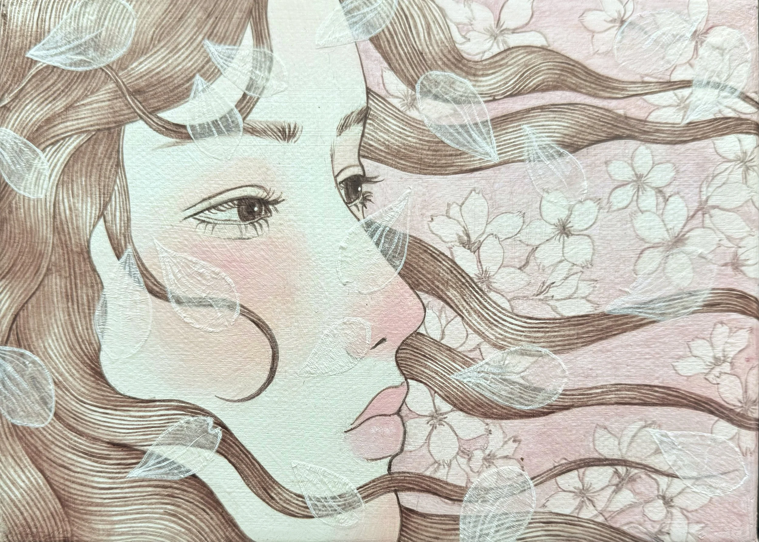 Falling Petals
5 x 7 in
Acrylic paint, paper collage on canvas
November 2025