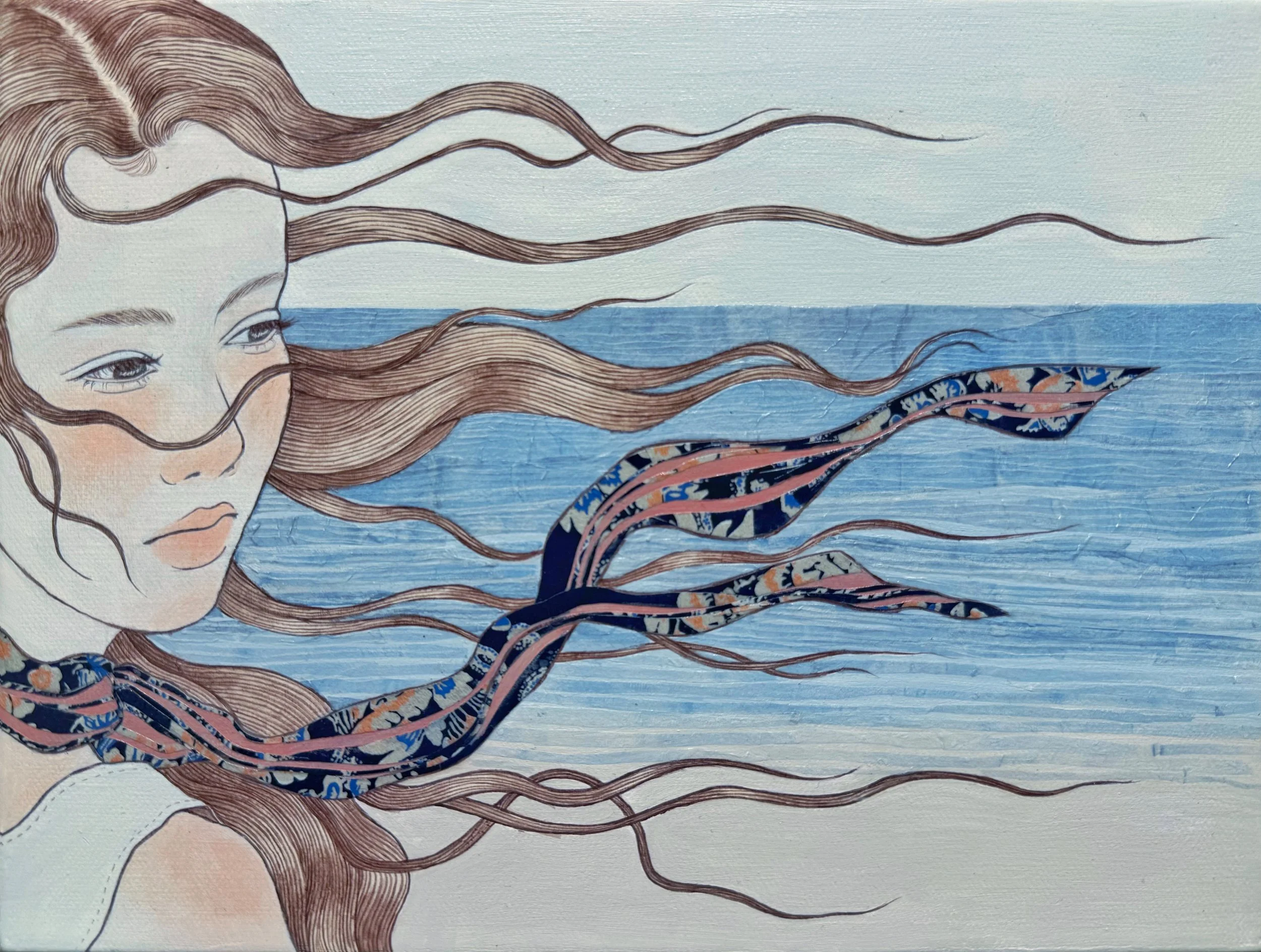 Ocean Air
9 x 12 in
Acrylic paint, paper collage on canvas
November 2025