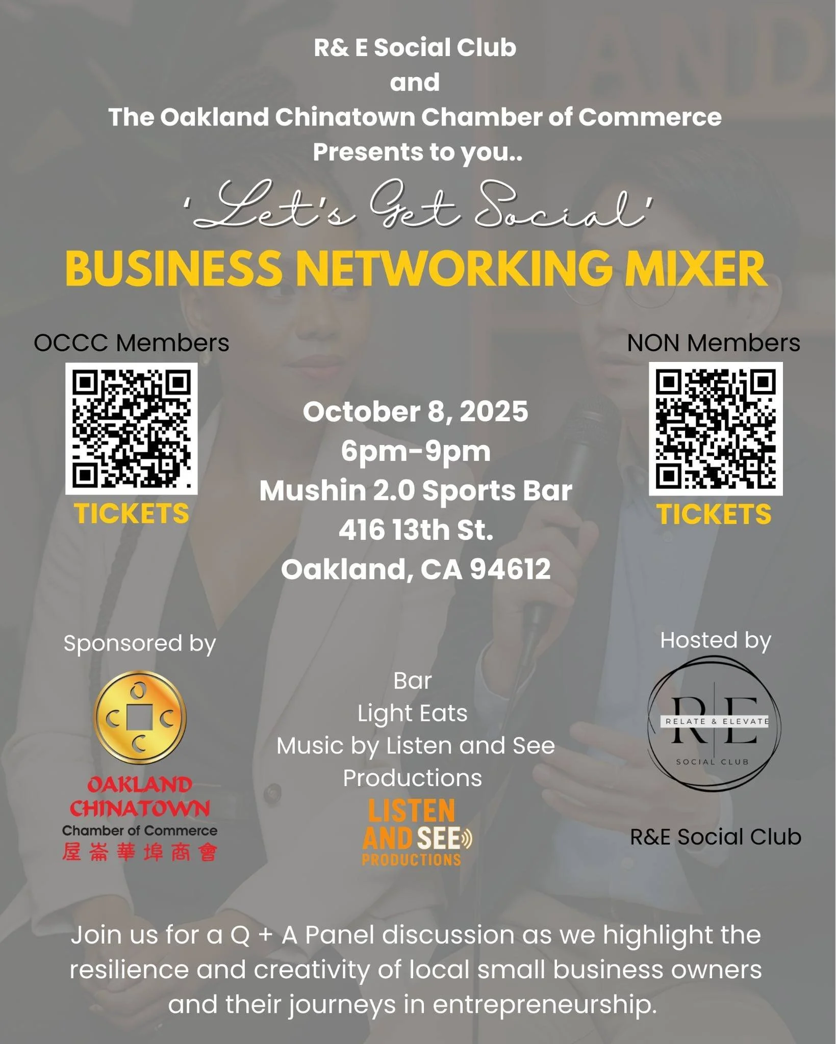 🥂 October Networking Mixer Alert! 🚨
十月商業交流酒會提醒！🚨

Our next mixer is co-hosted with R&amp;E Social Club and will take place on Wednesday, October 8, 6&ndash;9 PM at Mushin 2.0 Sports Bar.
我們下一場交流酒會將由 R&amp;E Social Club 聯合主辦，並於 10 月 8 日 (星期三) 晚上 6 
