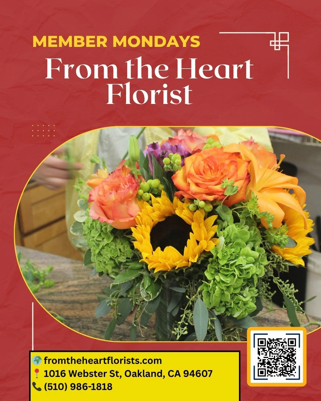 🌸 Member Mondays Spotlight 🔥

This week, we are highlighting From the Heart Florist! 🌷
They offer beautiful flowers for all occasions&mdash;including those moments when you simply want to show your loved ones how much you appreciate them. Come by 
