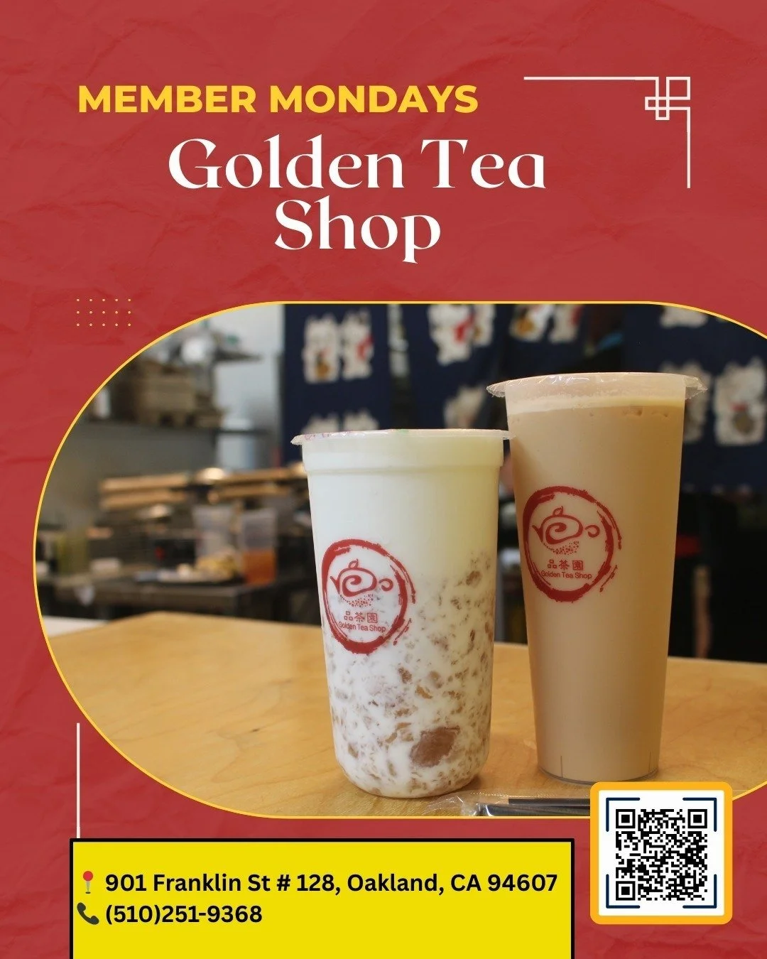 🍂 Member Mondays Spotlight 🔥

This week, we are highlighting Golden Tea Shop! 🫖
If you love tea, this is the place to be in Oakland. Their teas are crafted with the highest quality ingredients, focusing not only on flavor but also on health benefi