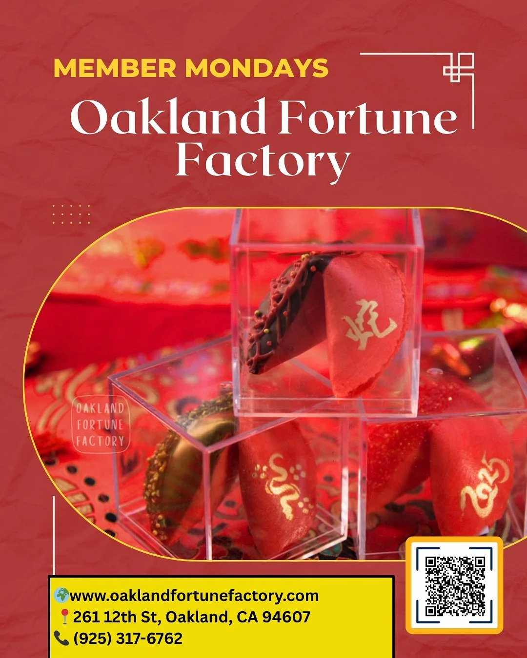 🥠Member Mondays Spotlight 🥠

This week, we are highlighting Oakland Fortune Factory @oaklandfortunefactory ! They are the oldest Fortune Cookie maker in the Bay Area and still make fortune cookies by hand, keeping an iconic Chinese-American traditi