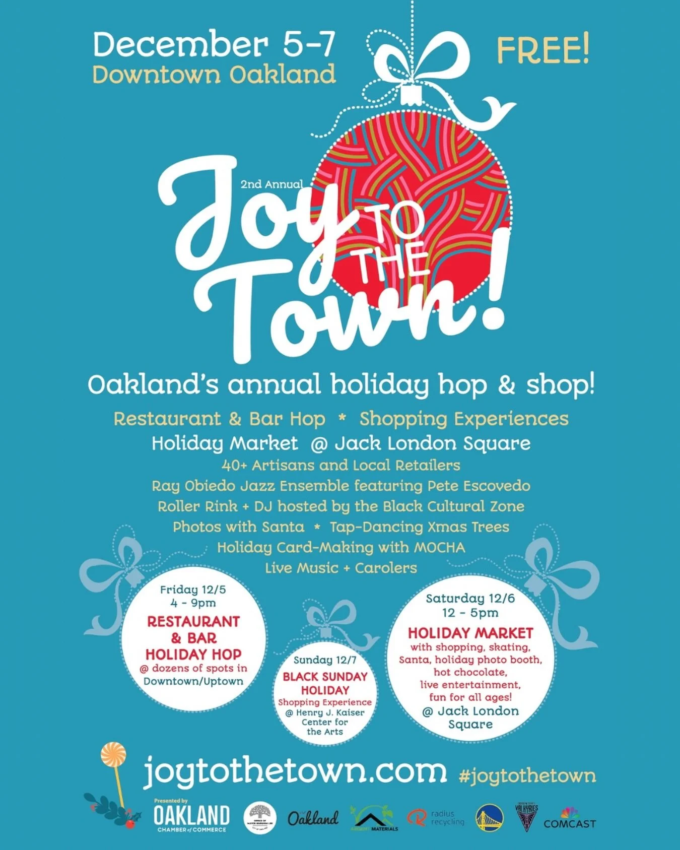 Find us tabling at Joy to the Town presented by @oaklandchamber this Saturday!
This festive tradition is from Friday to Sunday.
Description by @jacklondonsq
Celebrate the holiday season at Joy to the Town! Holiday Market right here at Jack London Squ