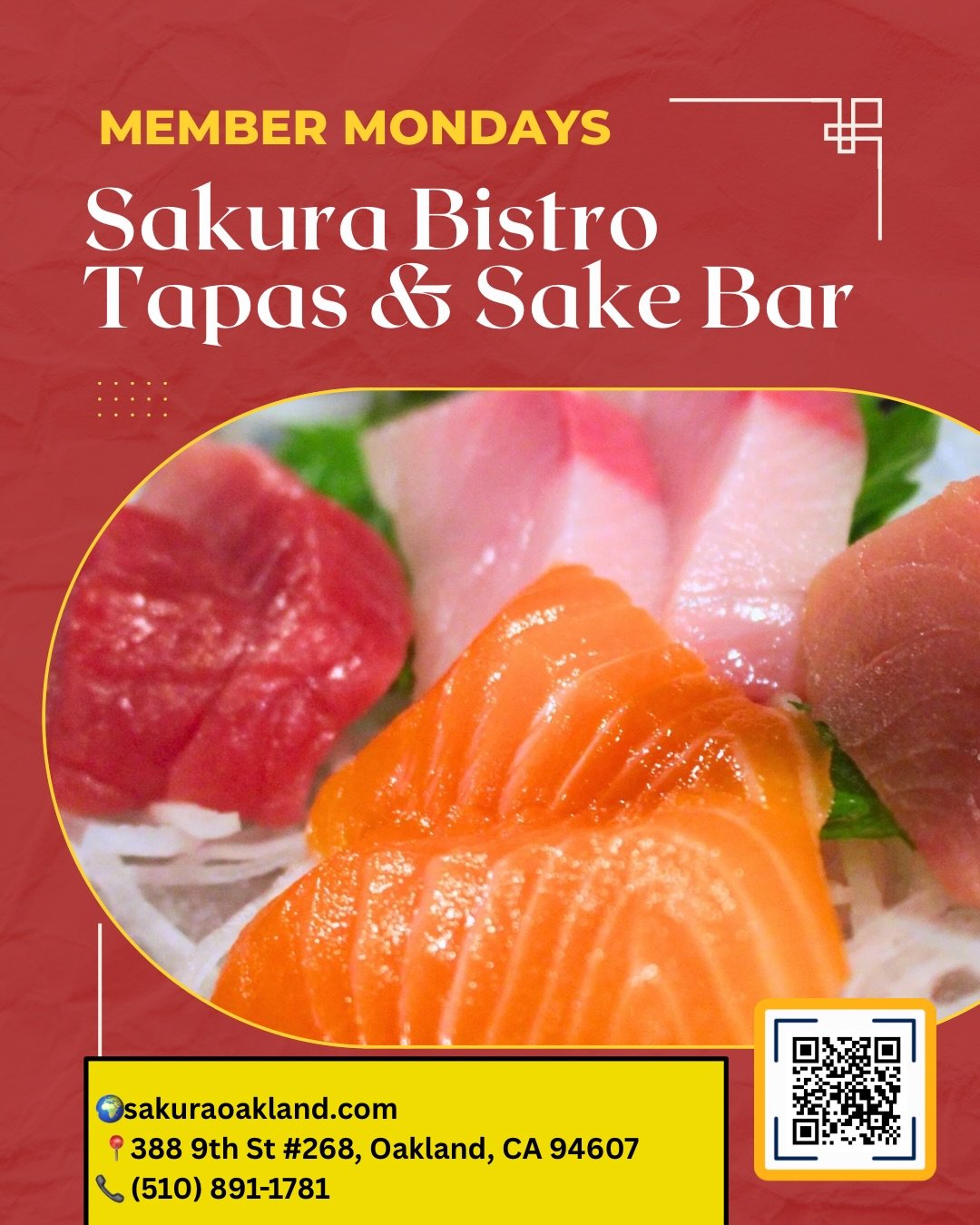 🍣Member Mondays Spotlight🍣

This week, we&rsquo;re spotlighting Sakura Bistro Tapas and Sake Bar @sakuraoakland! Since 2016, Sakura has been a top-rated destination for Japanese sushi, tapas, and inventive fusion dishes. Their menu offers something