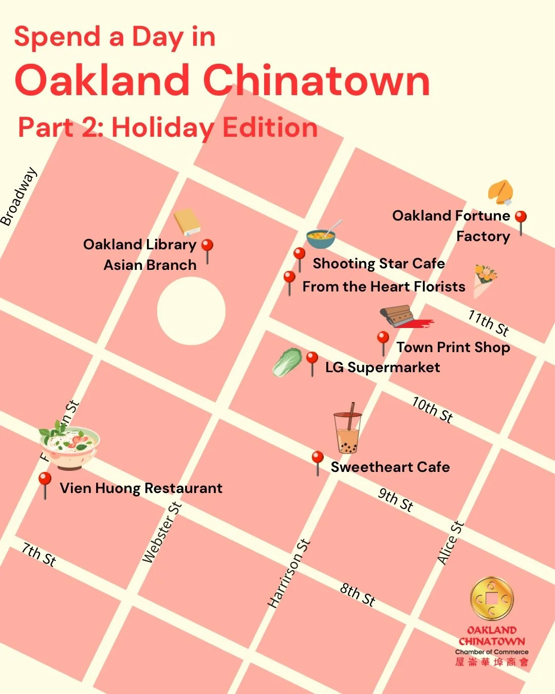 🚶&zwj;➡️Spend a Day in Oakland Chinatown Part 2: Holiday Edition!🚶&zwj;➡️

🌅...In the Morning...🌅
🍜Start your day with Vien Huong Restaurant. This no fuss spot serves comforting Teochew noodle soups and more. Line is always out of the door, but 