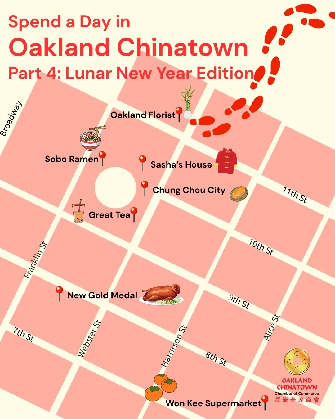 🚶&zwj;➡️Spend a Day in Oakland Chinatown Part 4: Lunar New Year Edition!🚶&zwj;➡️Are you getting ready for Lunar Year yet? It&rsquo;s coming up soon! 

🌅...In the Morning...🌅
🍊Get ready for your Lunar New Year feast with auspicious essentials lik