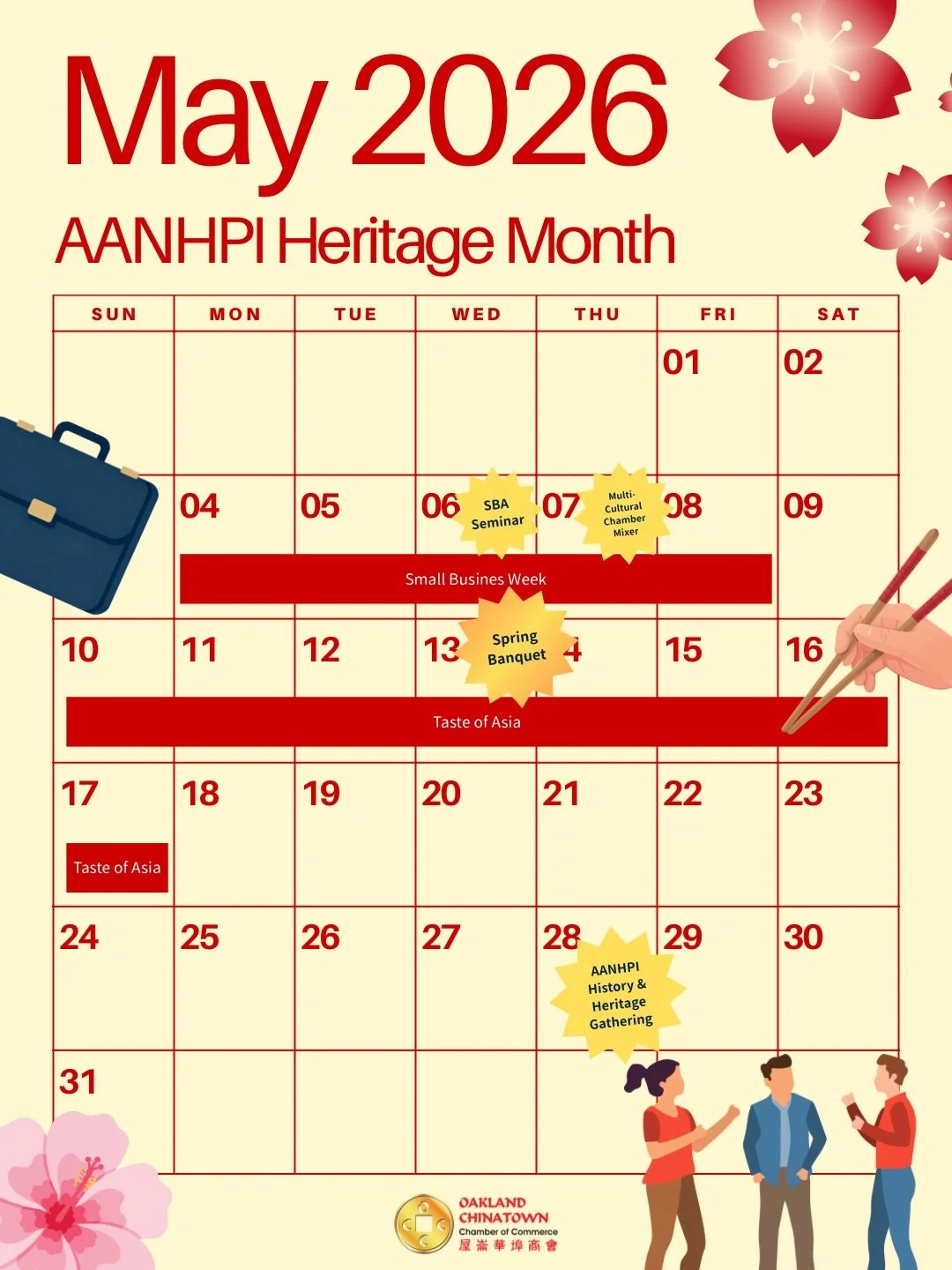 May is Asian American, Native Hawaiian &amp; Pacific Islander Heritage Month 🌺✨

Join us all month long as we celebrate, connect, and grow together!

📅 May 4&ndash;8: Small Business Week
Attend workshops on AI, funding, marketing &amp; more

📍 May