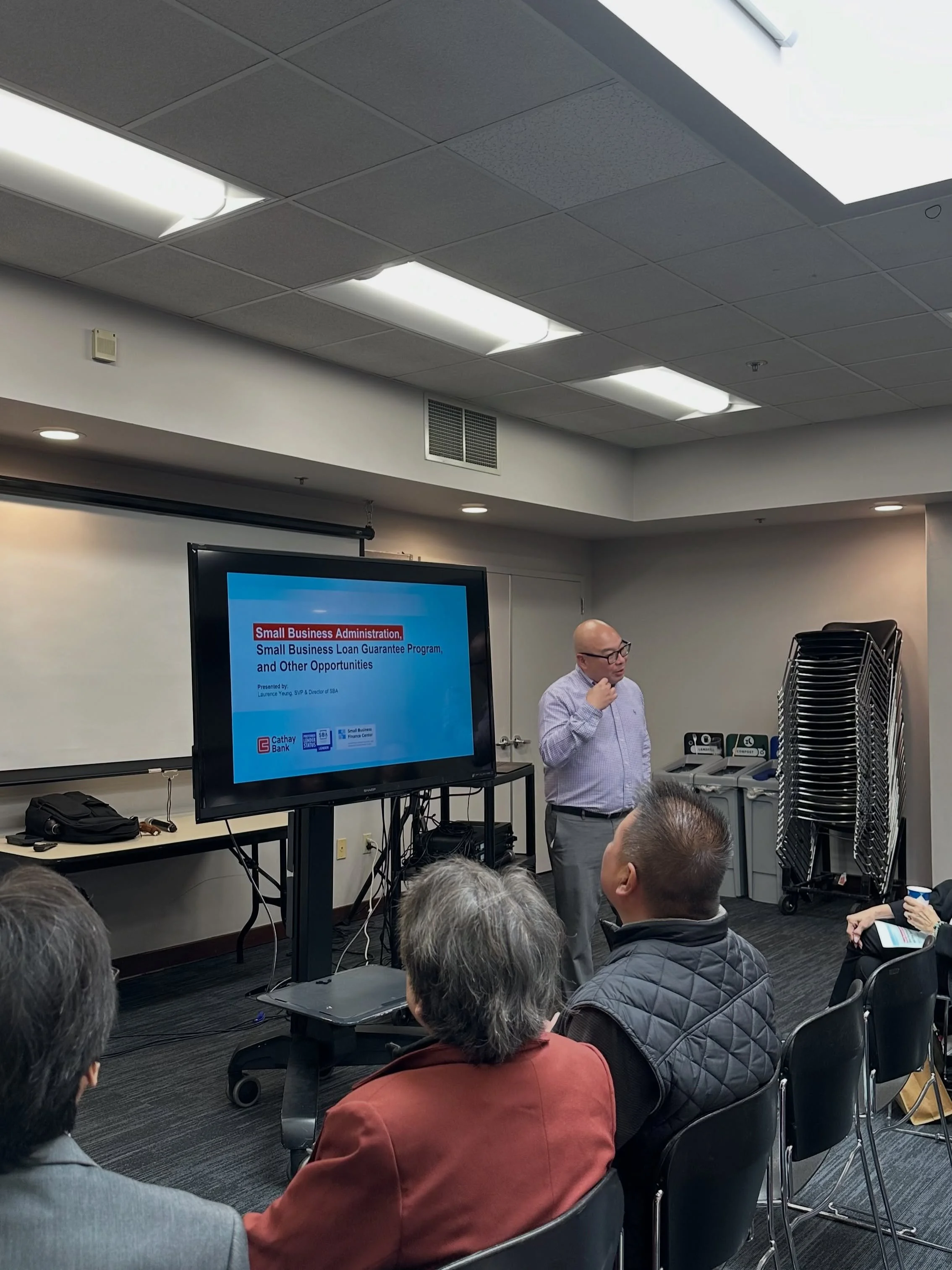 Thank you for attending our Small Business Administration Seminar workshop hosted by Cathay Bank! We are so honored that we could learn from Lawrence Yeung, SVP of SBA at Cathay Bank. We learned that which types of businesses are eligible to apply fo
