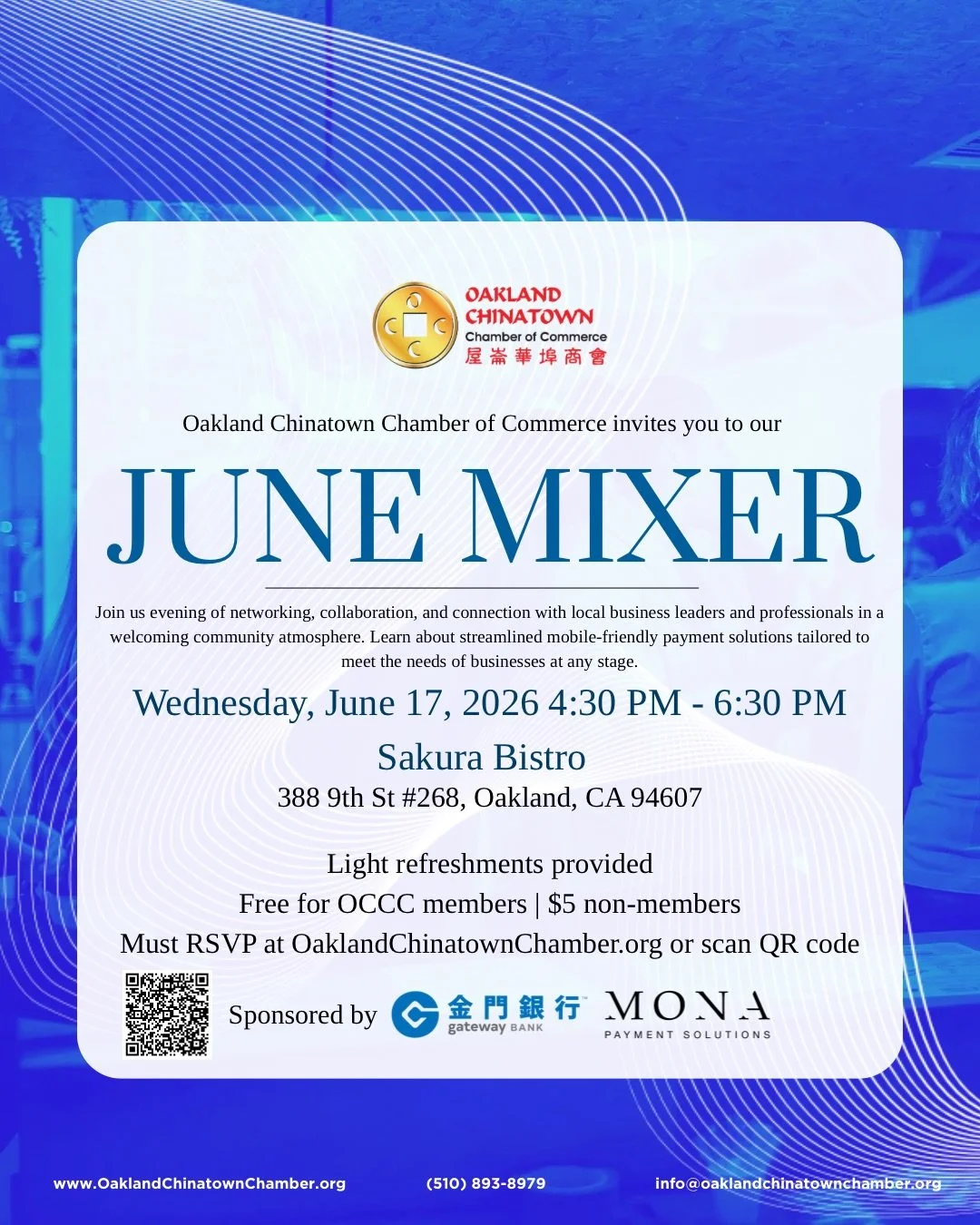 JUNE MIXER IS COMING SOON!

Join us evening of networking, collaboration, and connection with local business leaders and professionals in a welcoming community atmosphere. Learn about streamlined mobile-friendly payment solutions tailored to meet the