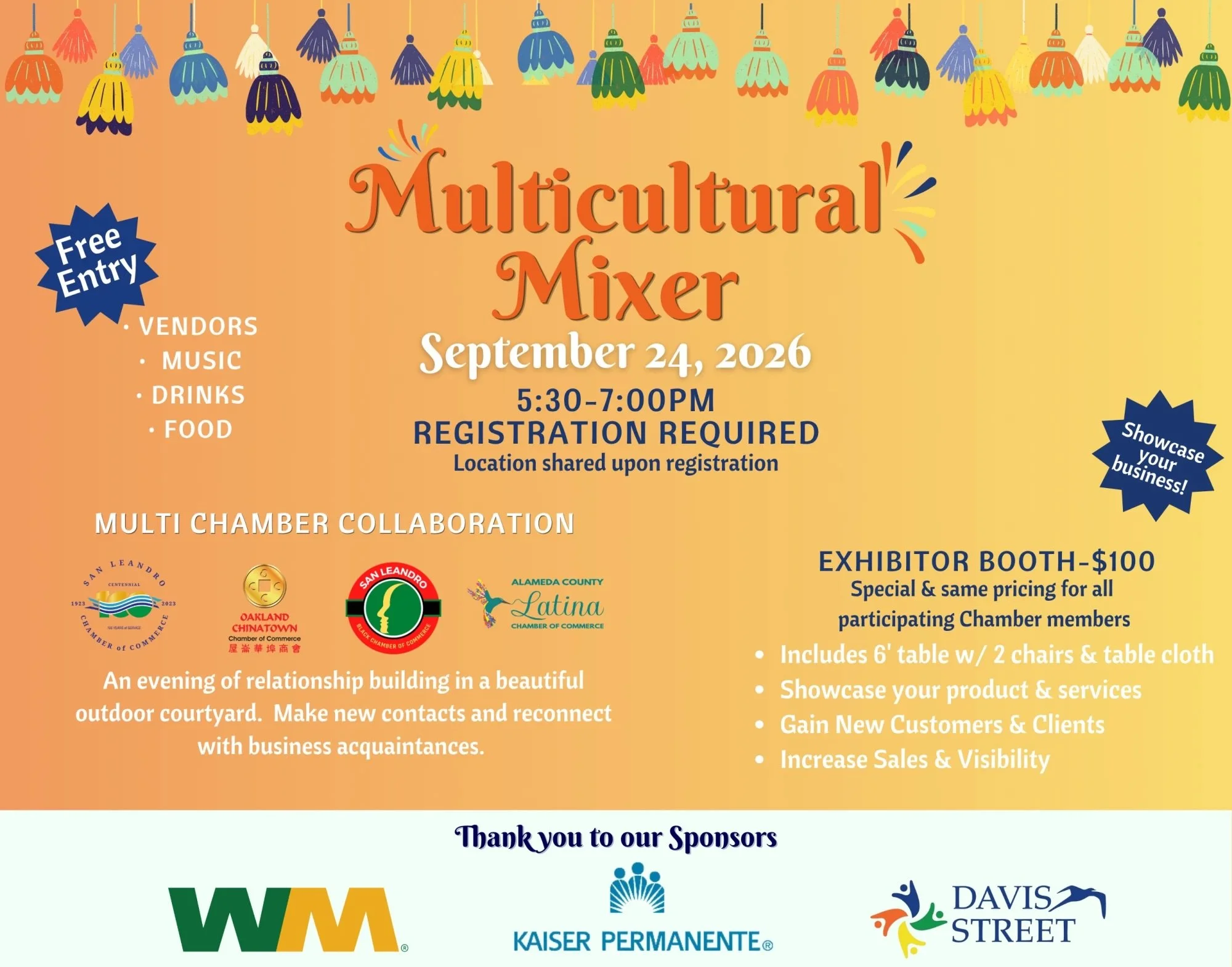 In collaboration with San Leandro Chamber of Commerce, San Leandro Black Chamber of Commerce, and Alameda County Latina Chamber of Commerce, join Oakland Chinatown Chamber of Commerce in an evening of relationship building!

與聖利安卓商會、聖利安卓黑人商會及阿拉米達縣拉丁裔