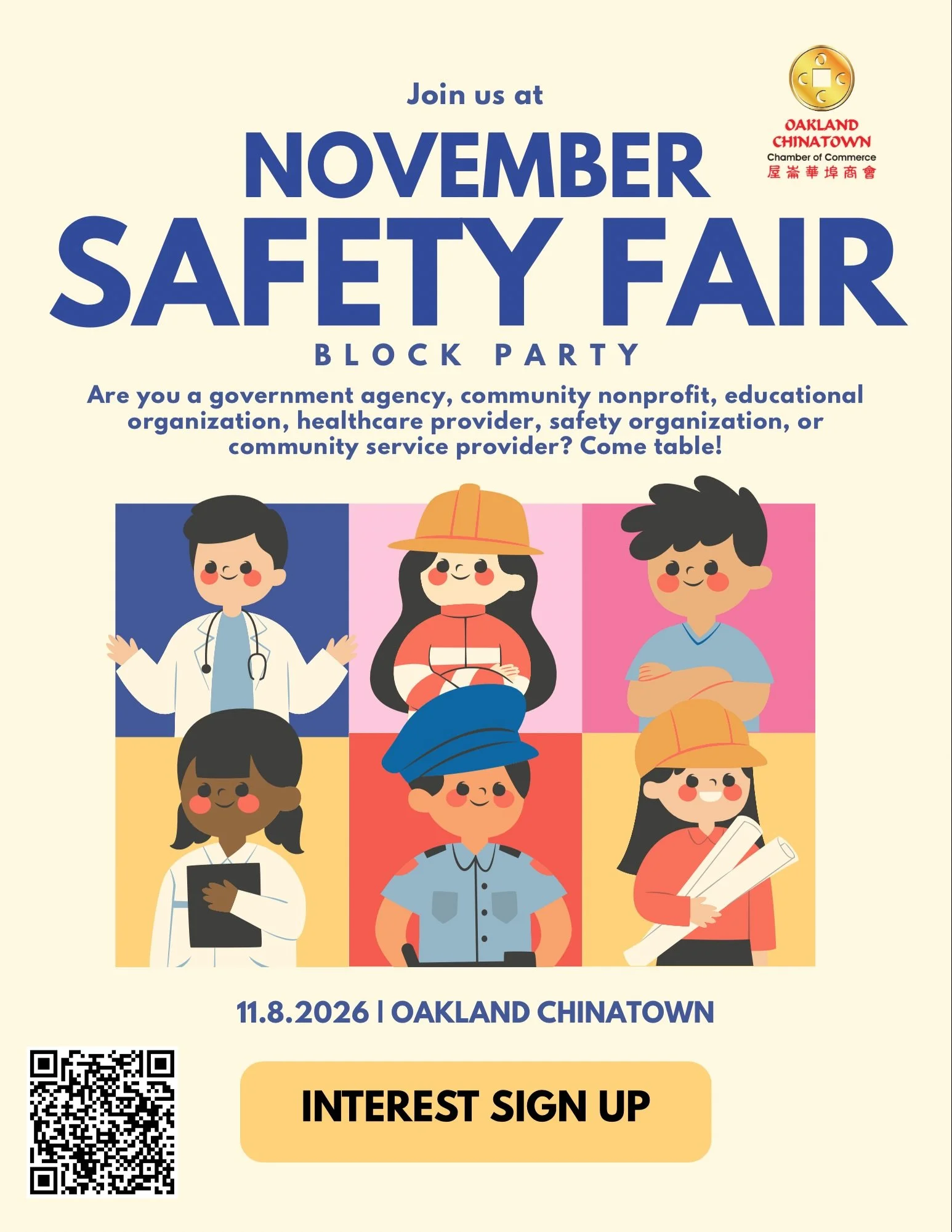 Table at our November 2026 Safety Fair! Are you a government agency, community nonprofit, educational organization, healthcare provider, safety organization, or community service provider? This event is for you! 

This event will be held outdoors and