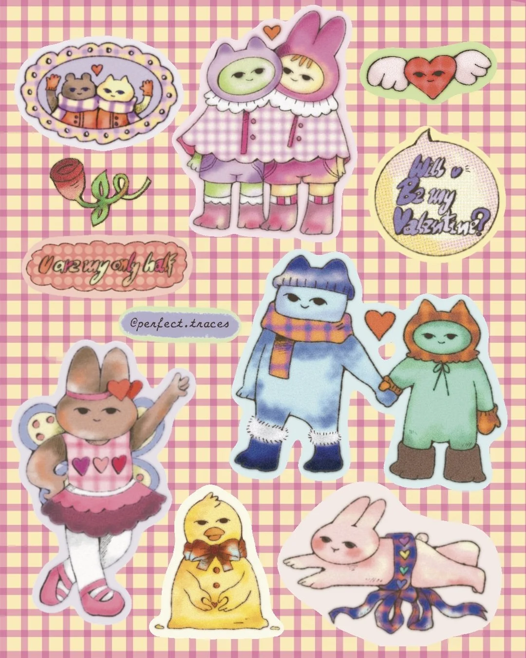 2026 Valentine stickers sheet
