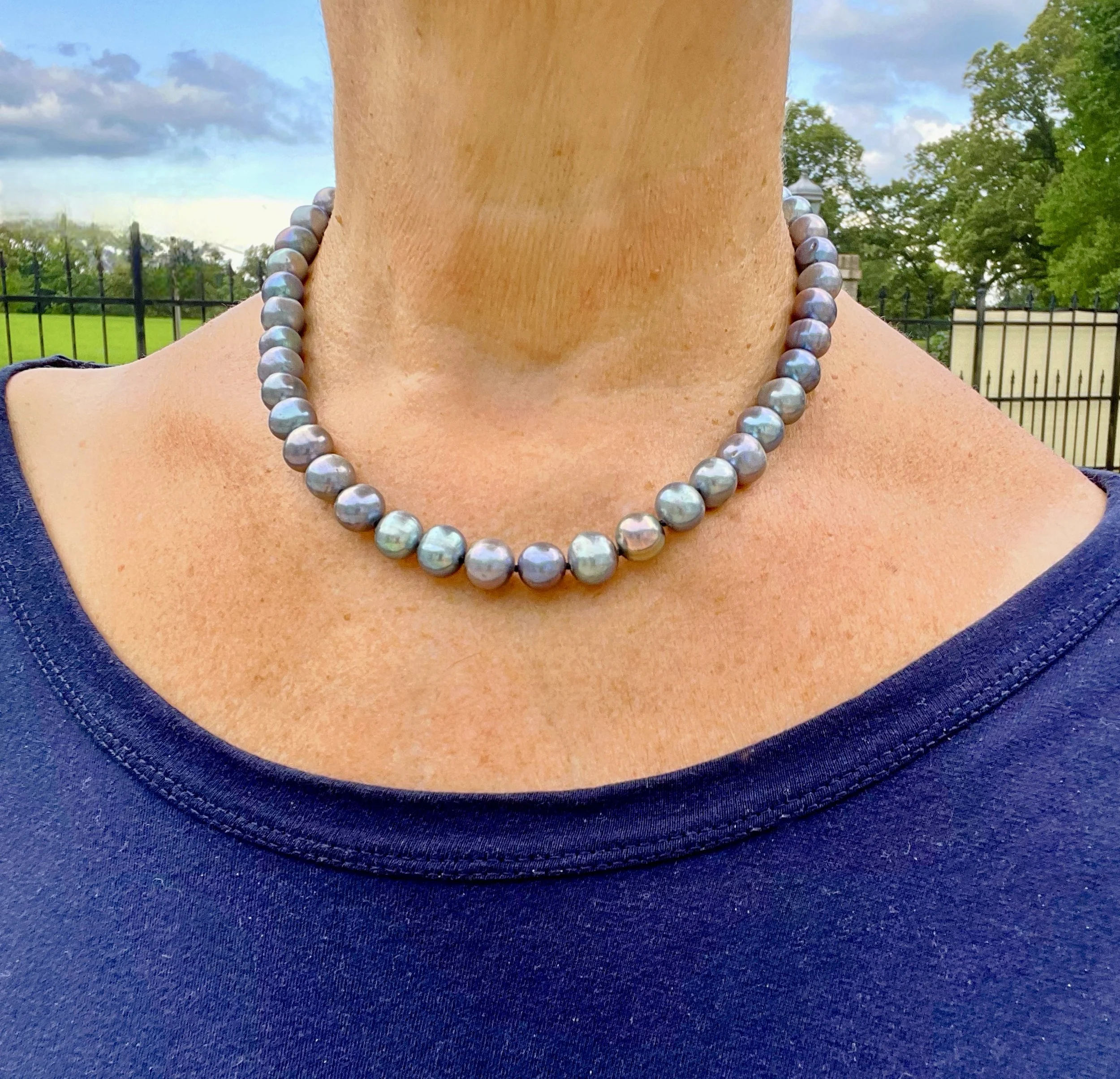 Sea Blue Pearl Necklace