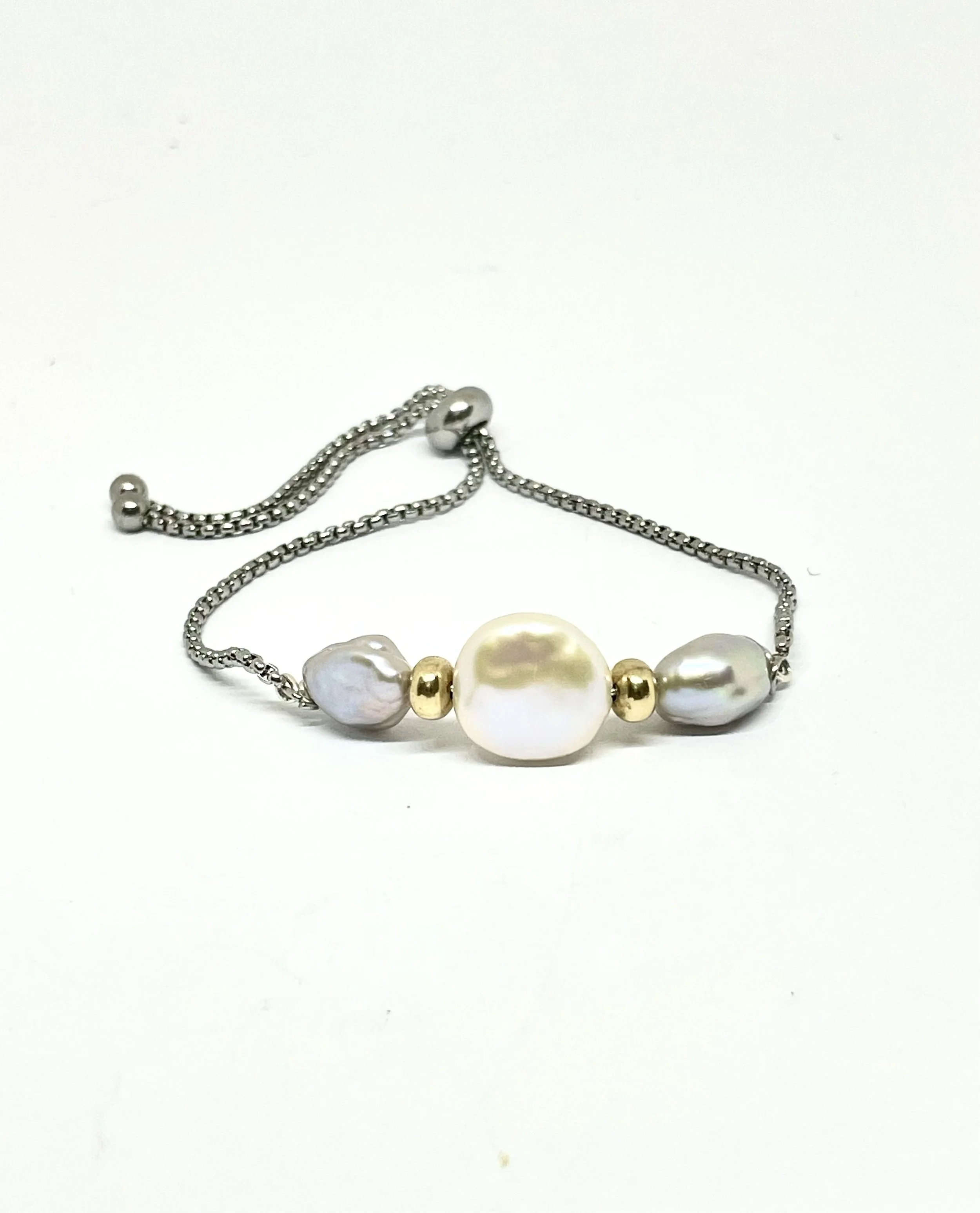 Keshi and Button Pearl Bracelet