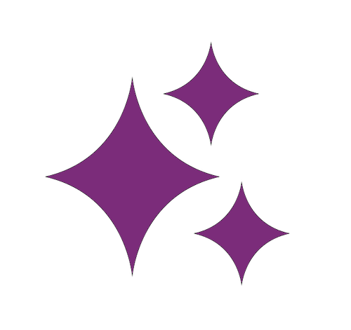 Three purple star-like shapes on a black background.