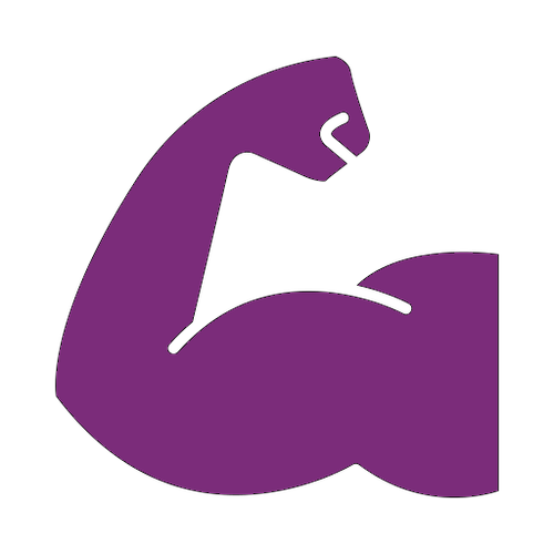Purple stylized flexed arm muscle symbol