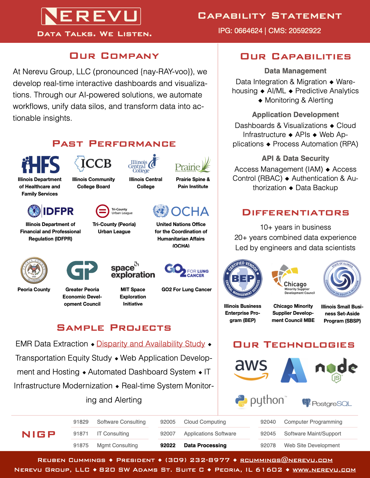 Capabilities Statement | Explore Our Expertise — Nerevu Group