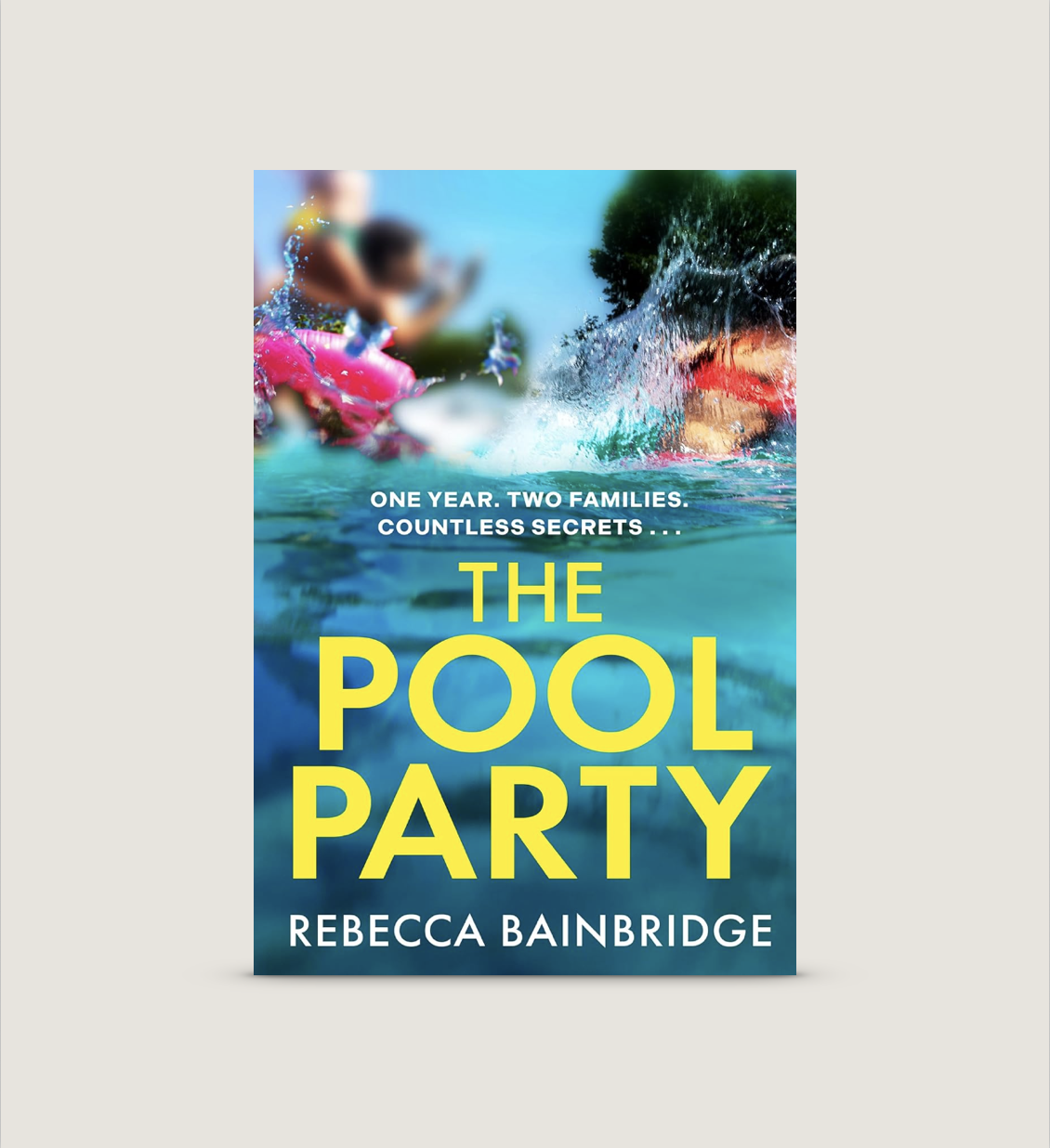 Book cover for 'The Pool Party' by Rebecca Bainbridge, showing children splashing in a pool with the title and author's name.